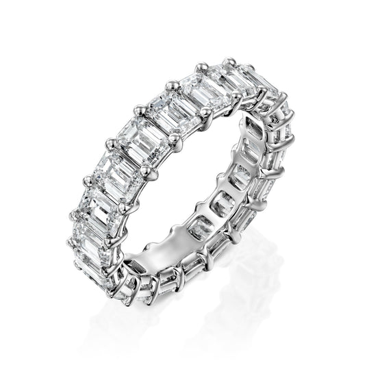 5ct Filomela Emerald Cut Moissanite Ring - Silver
