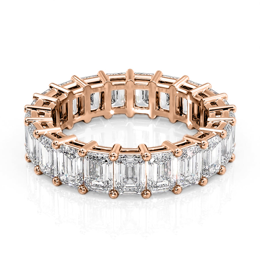 6ct Emena Emerald Cut Moissanite Ring - Rose Gold