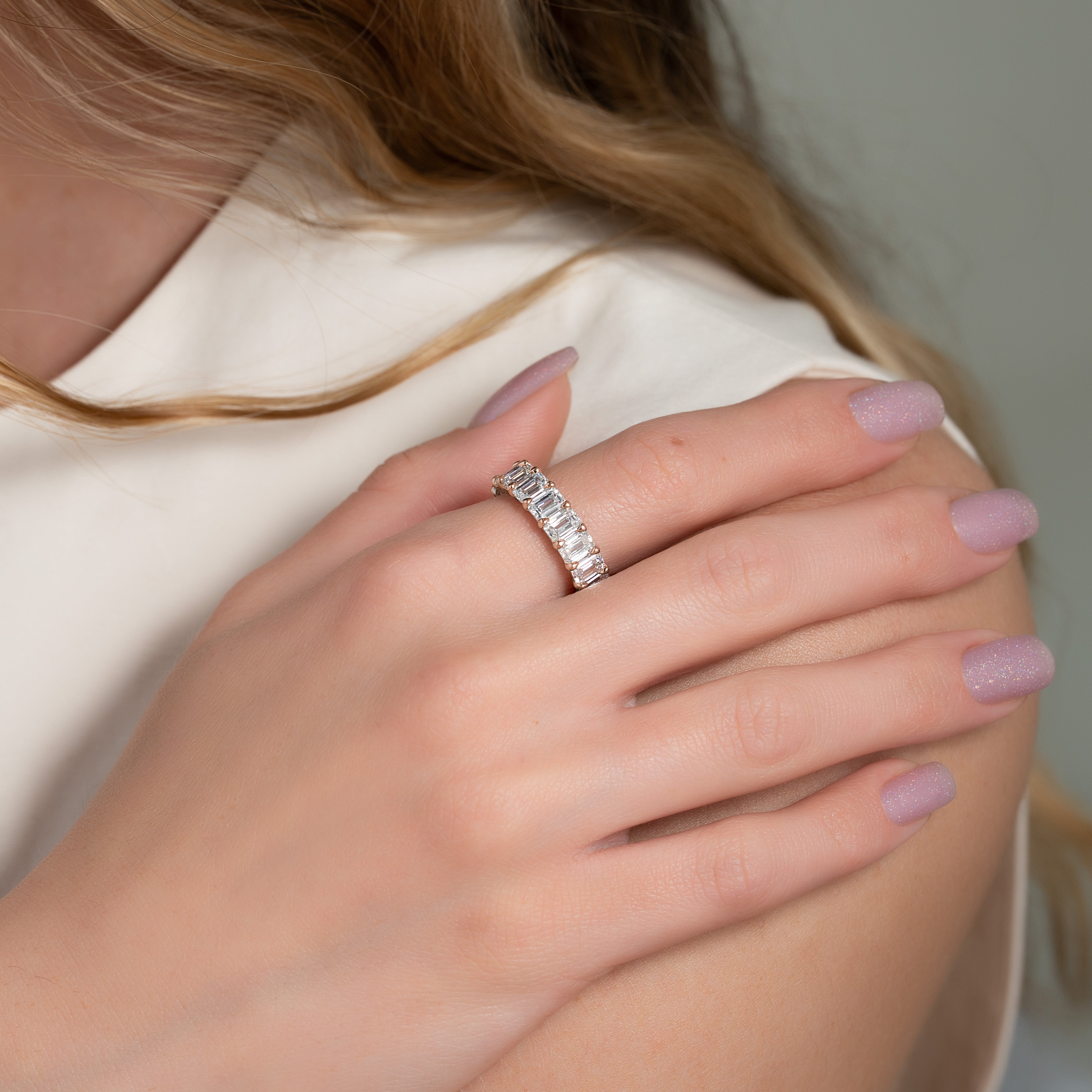 7.5ct Hekate Emerald Cut Moissanite Ring - Rose Gold