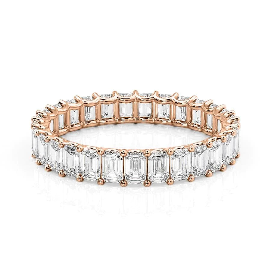3ct Lena Emerald Cut Moissanite Ring - Rose Gold