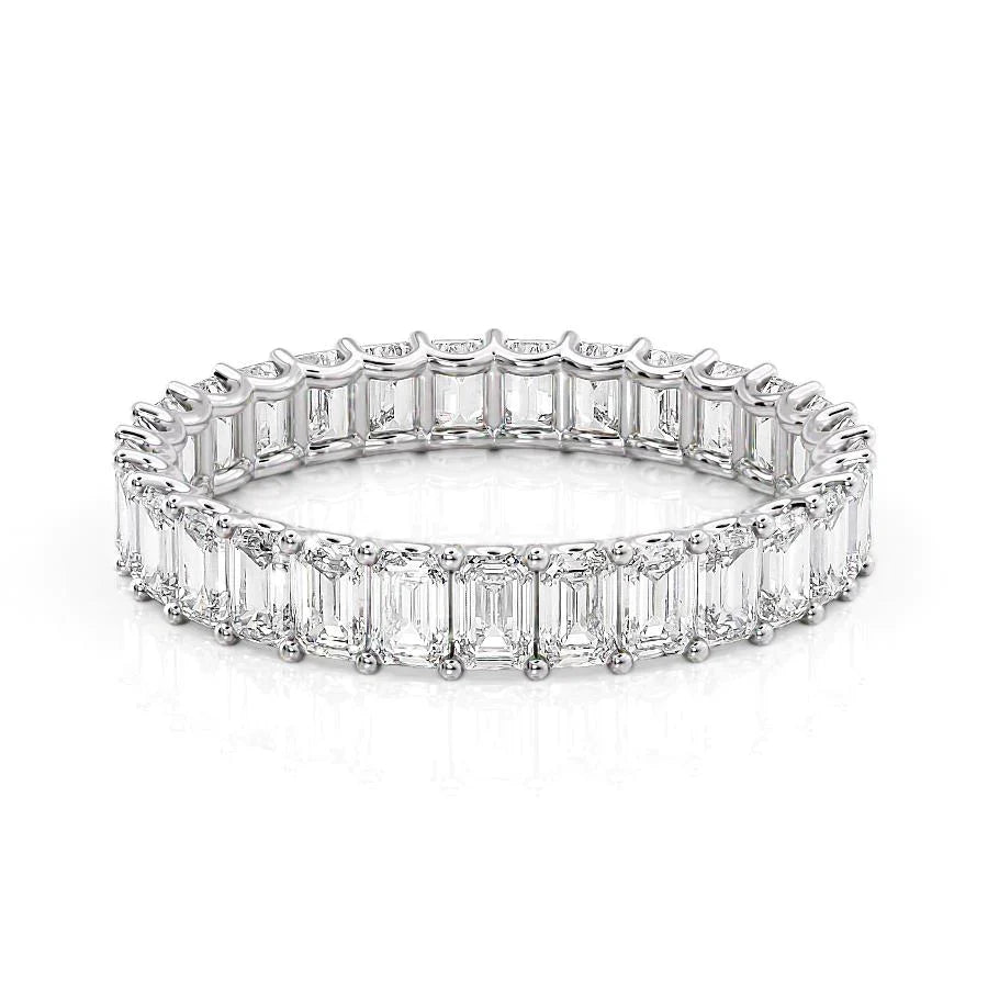 3ct Lena Emerald Cut Moissanite Ring - Silver