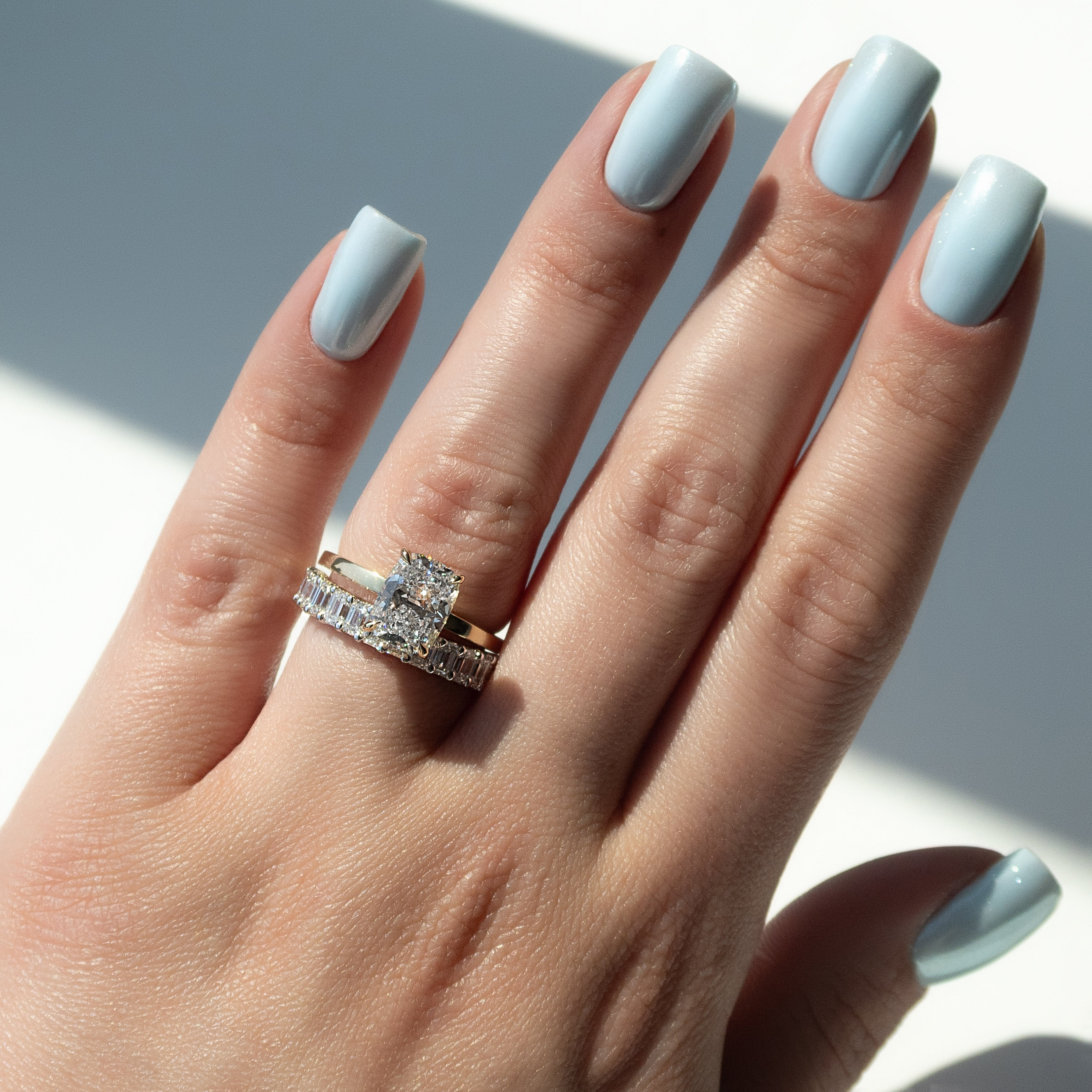 3ct Lena Emerald Cut Moissanite Ring - Silver