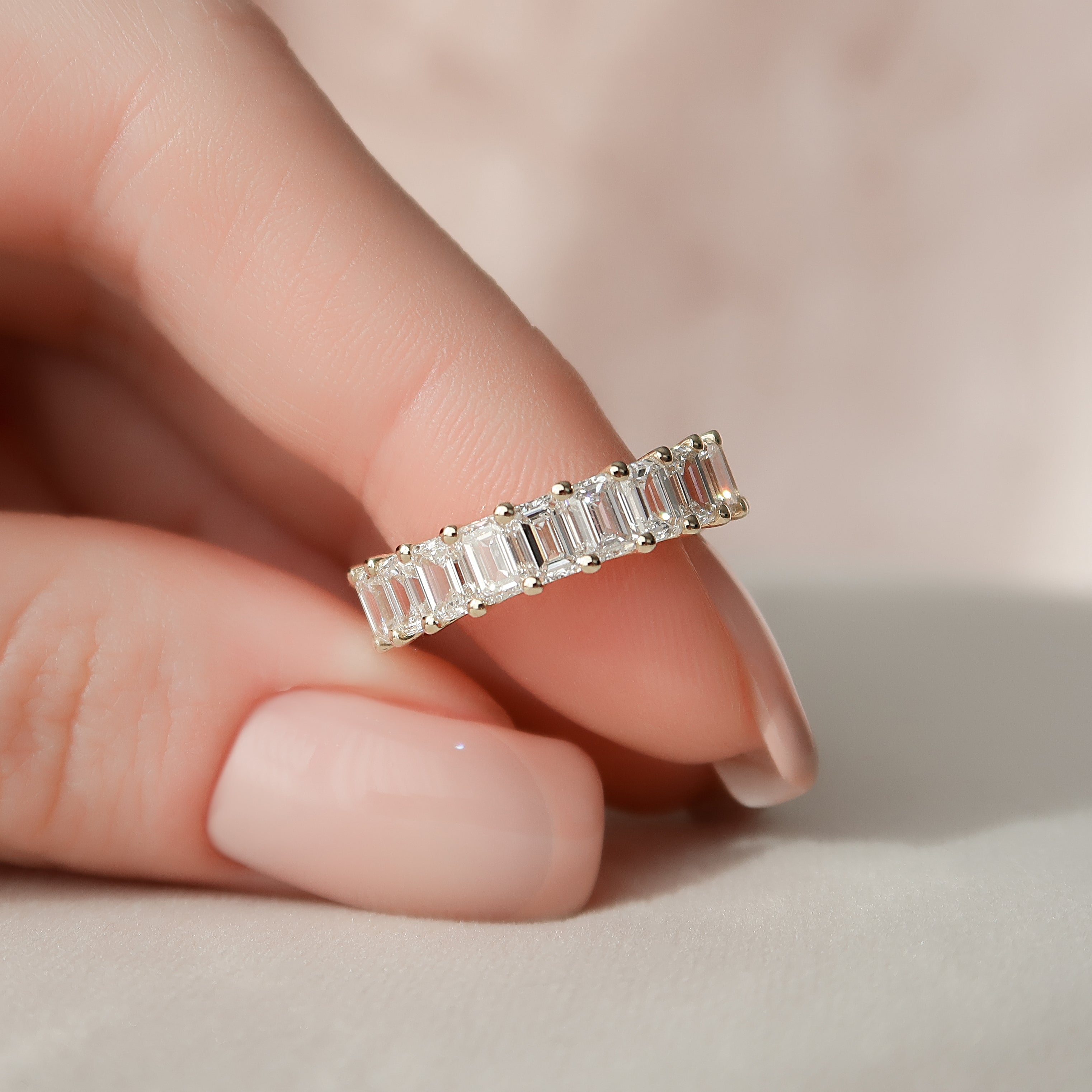 4ct Ellise Emerald Cut Moissanite Ring - Gold