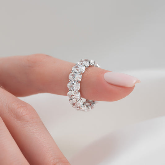 6.5ct Palina Oval Cut Moissanite Ring - Silver