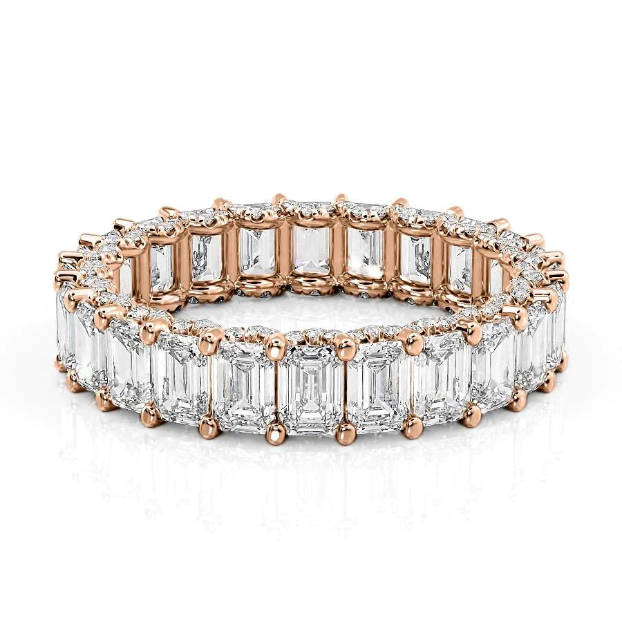 5.3ct Basilia Emerald Cut Moissanite Ring - Rose Gold
