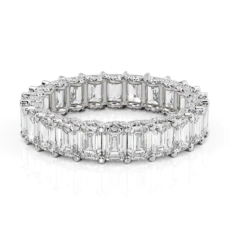 5.3ct Basilia Emerald Cut Moissanite Ring - Silver