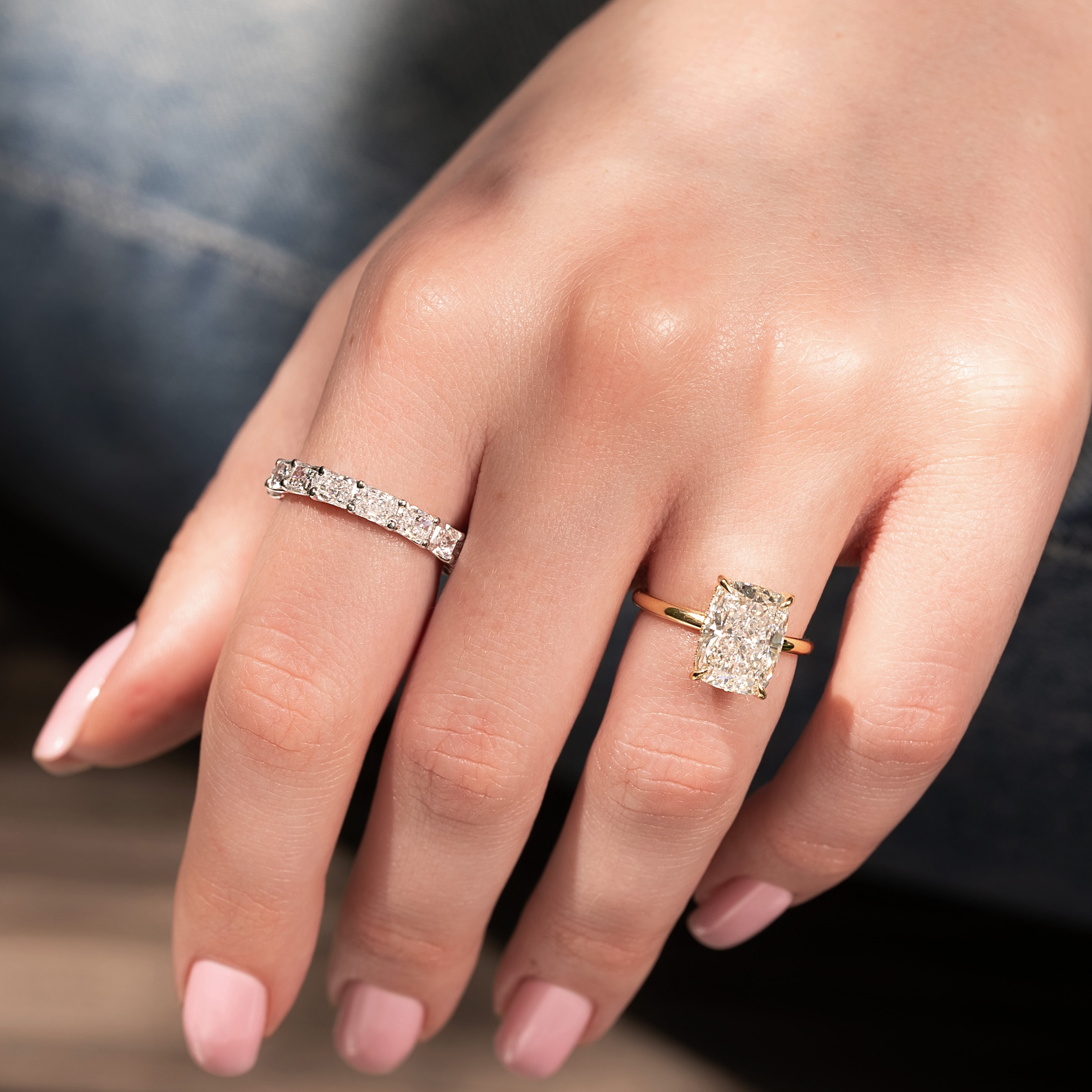 4ct Hermia Radiant Cut Moissanite Ring - Silver