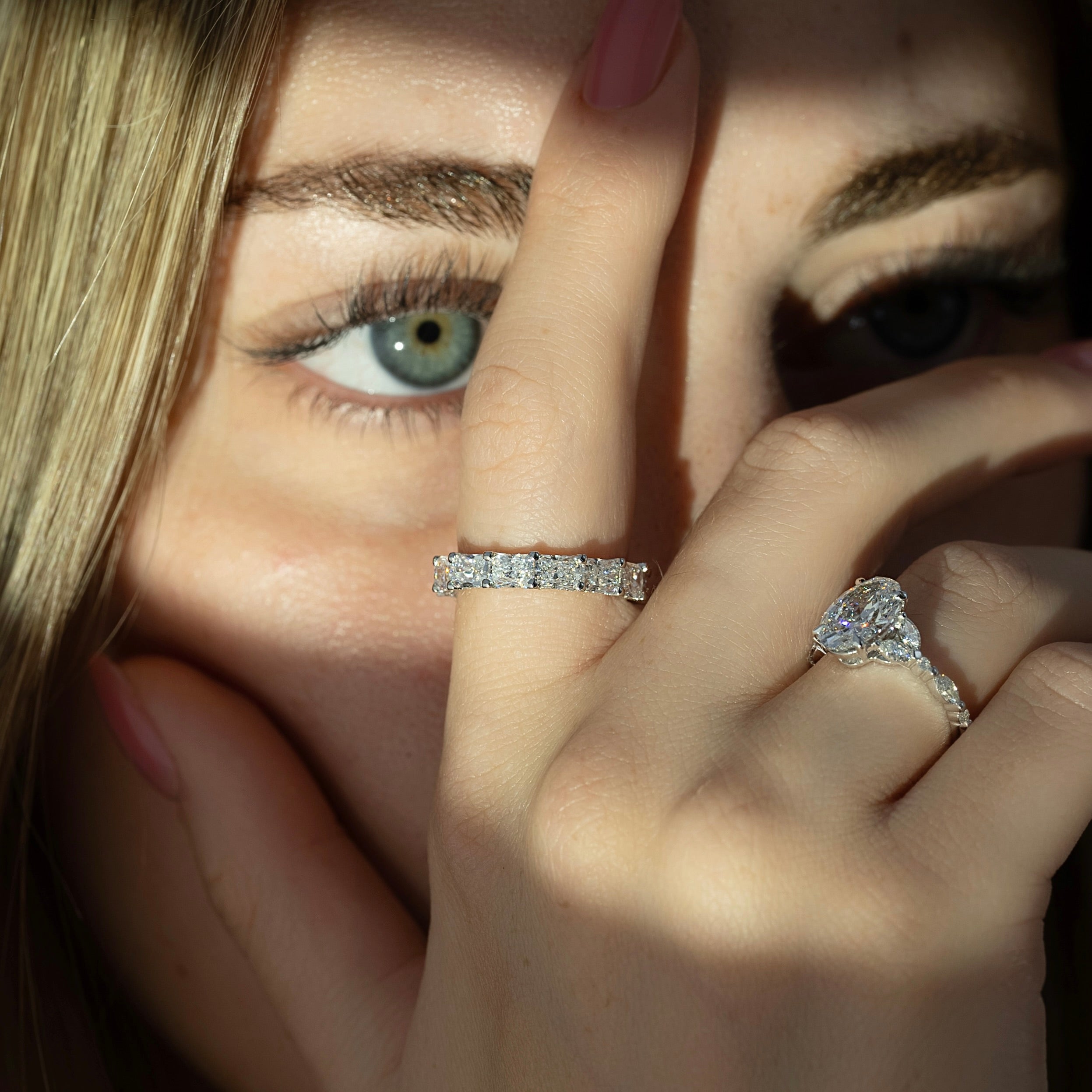 4.3ct Briona Radiant Cut Moissanite Ring - Silver