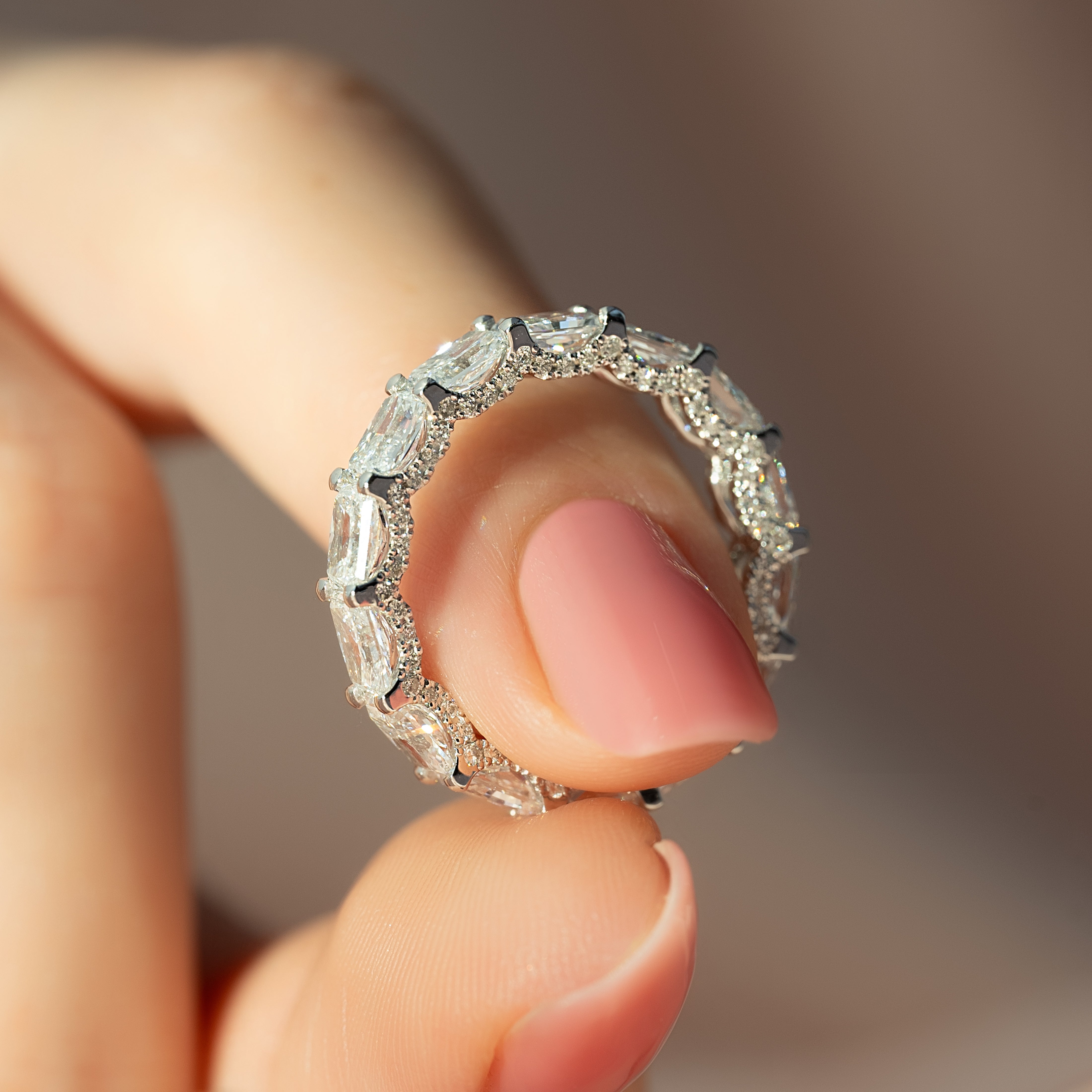 4.3ct Briona Radiant Cut Moissanite Ring - Silver
