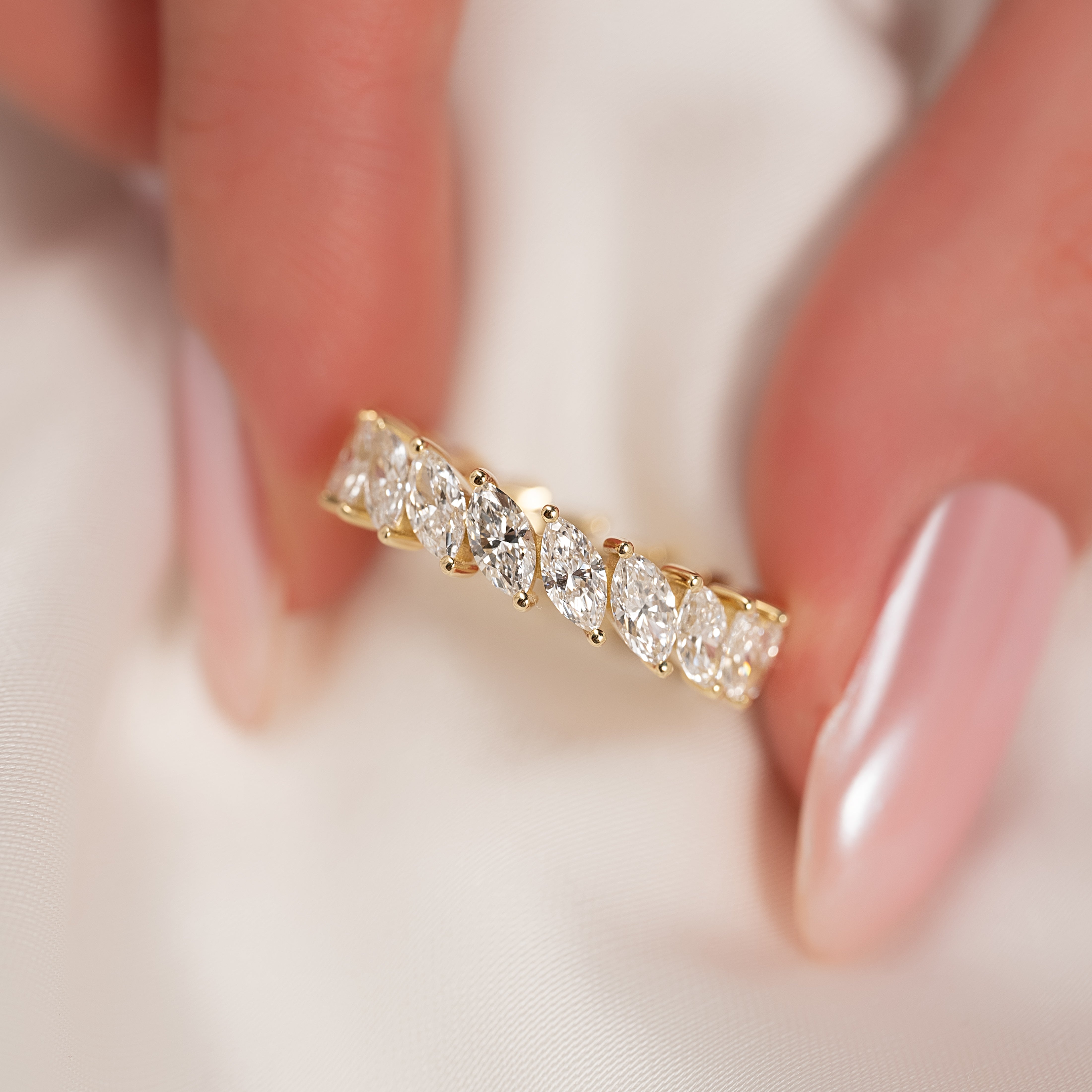 3ct Helene Marquise Cut Moissanite Ring - Gold