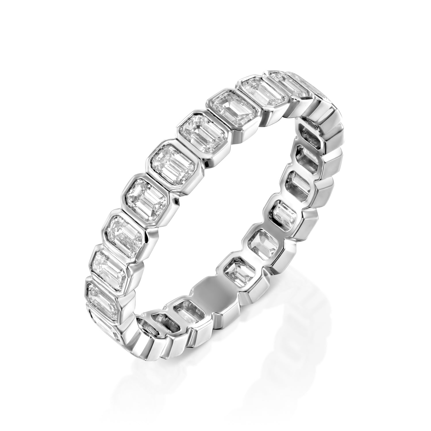 2ct Alma Emerald Cut Moissanite Ring - Silver