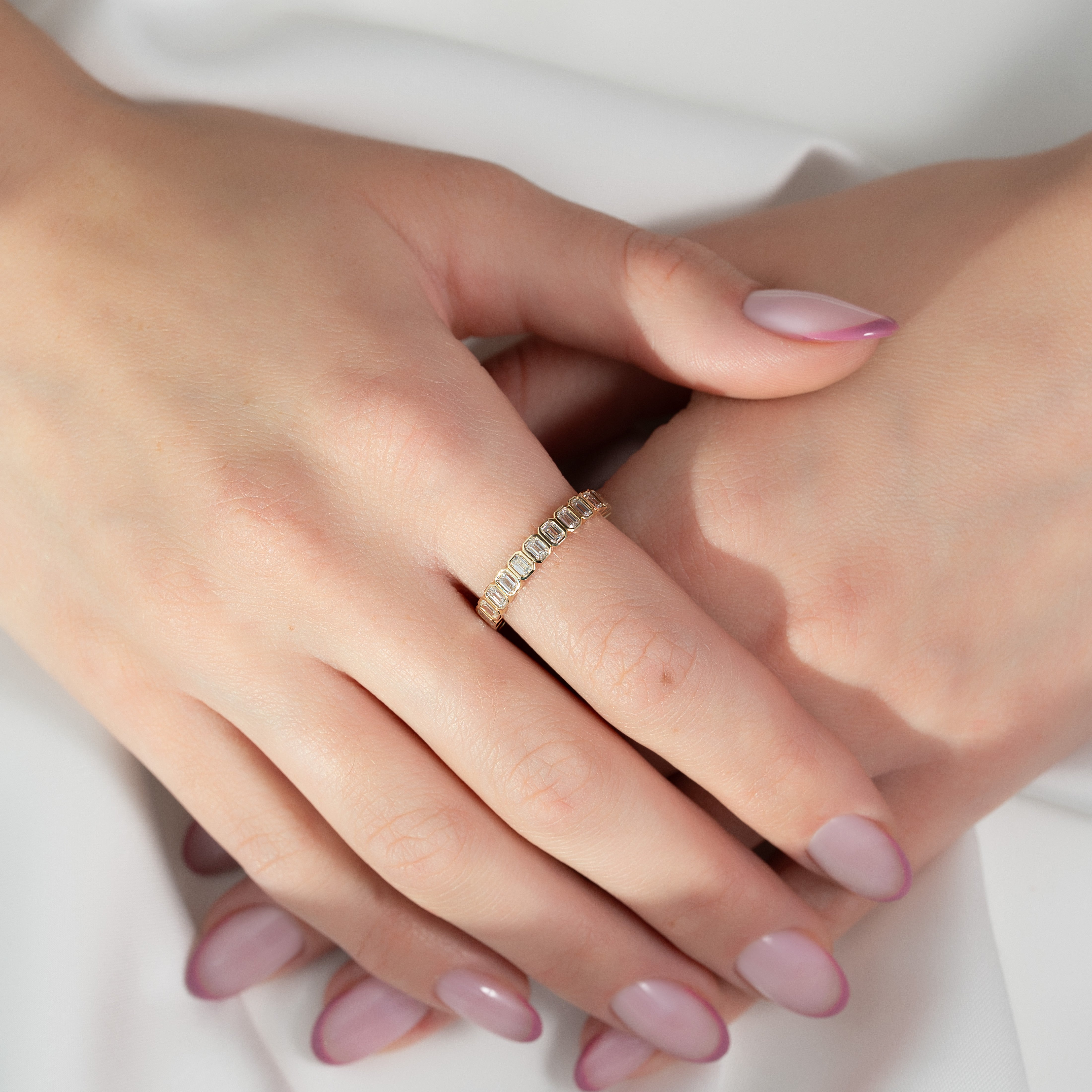 2ct Alma Emerald Cut Moissanite Ring - Gold