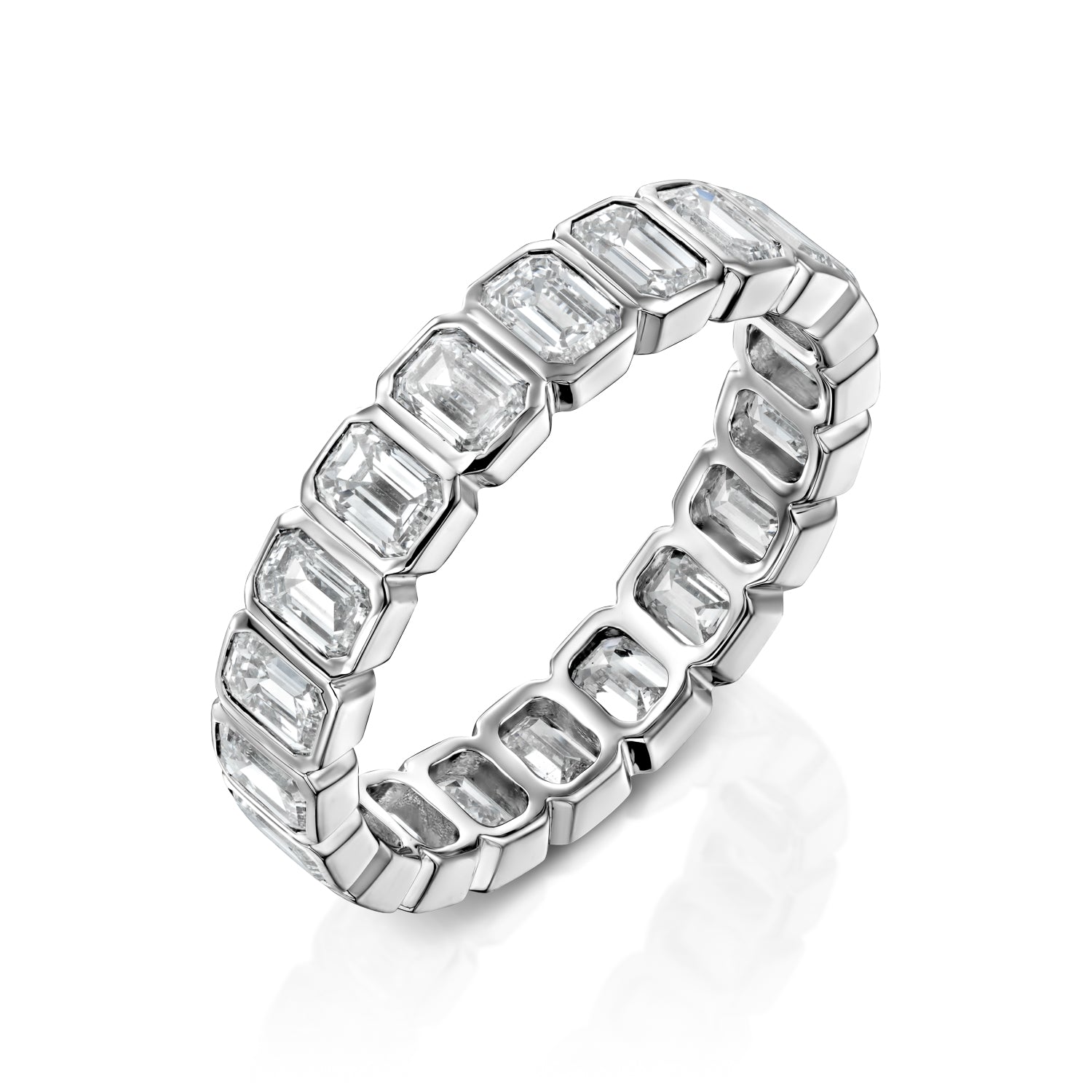 3ct Skyla Emerald Cut Moissanite Ring - Silver