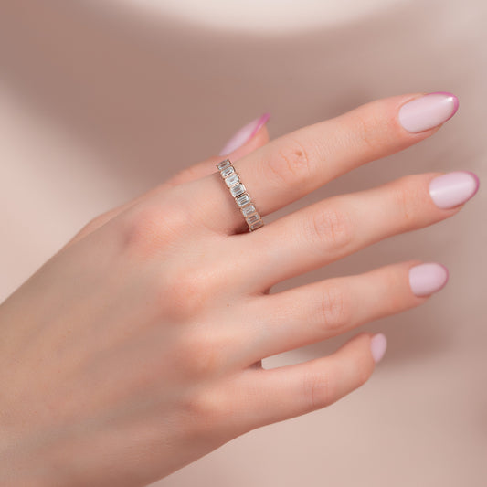 3ct Skyla Emerald Cut Moissanite Ring - Rose Gold