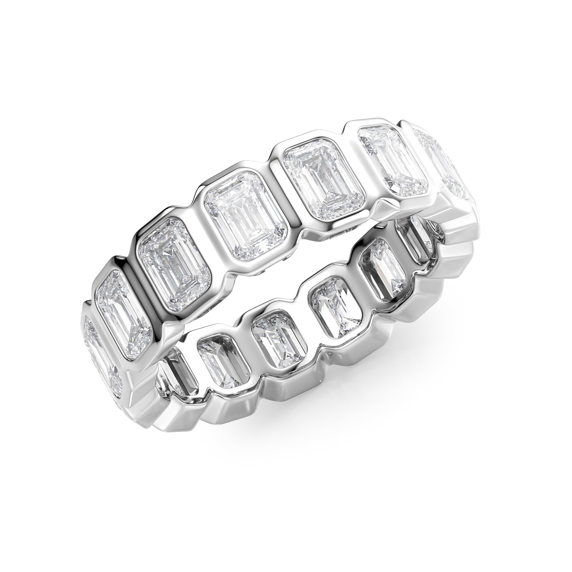 3.5ct Narina Emerald Cut Moissanite Ring - Silver