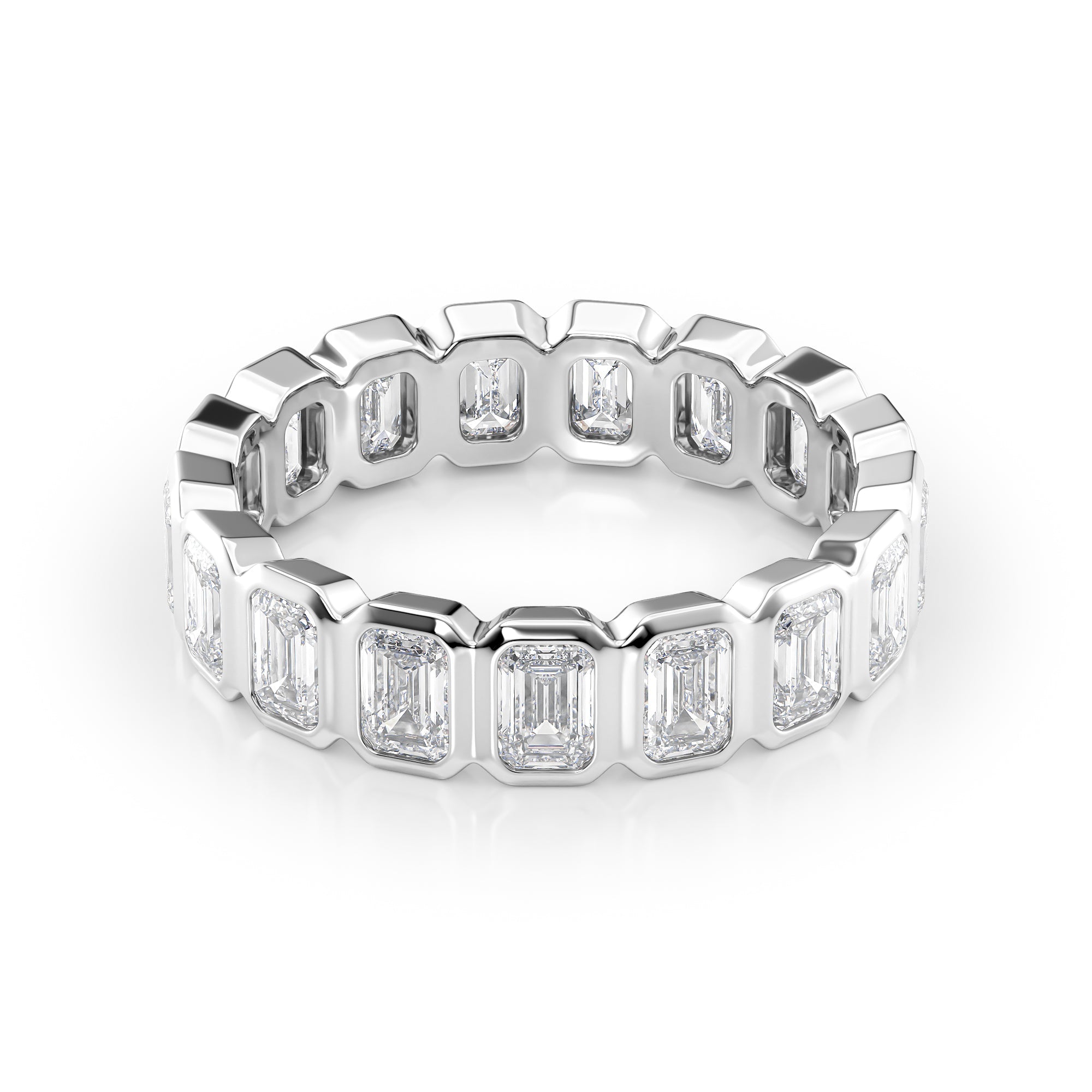 4.5ct Emanuela Emerald Cut Moissanite Ring - Silver