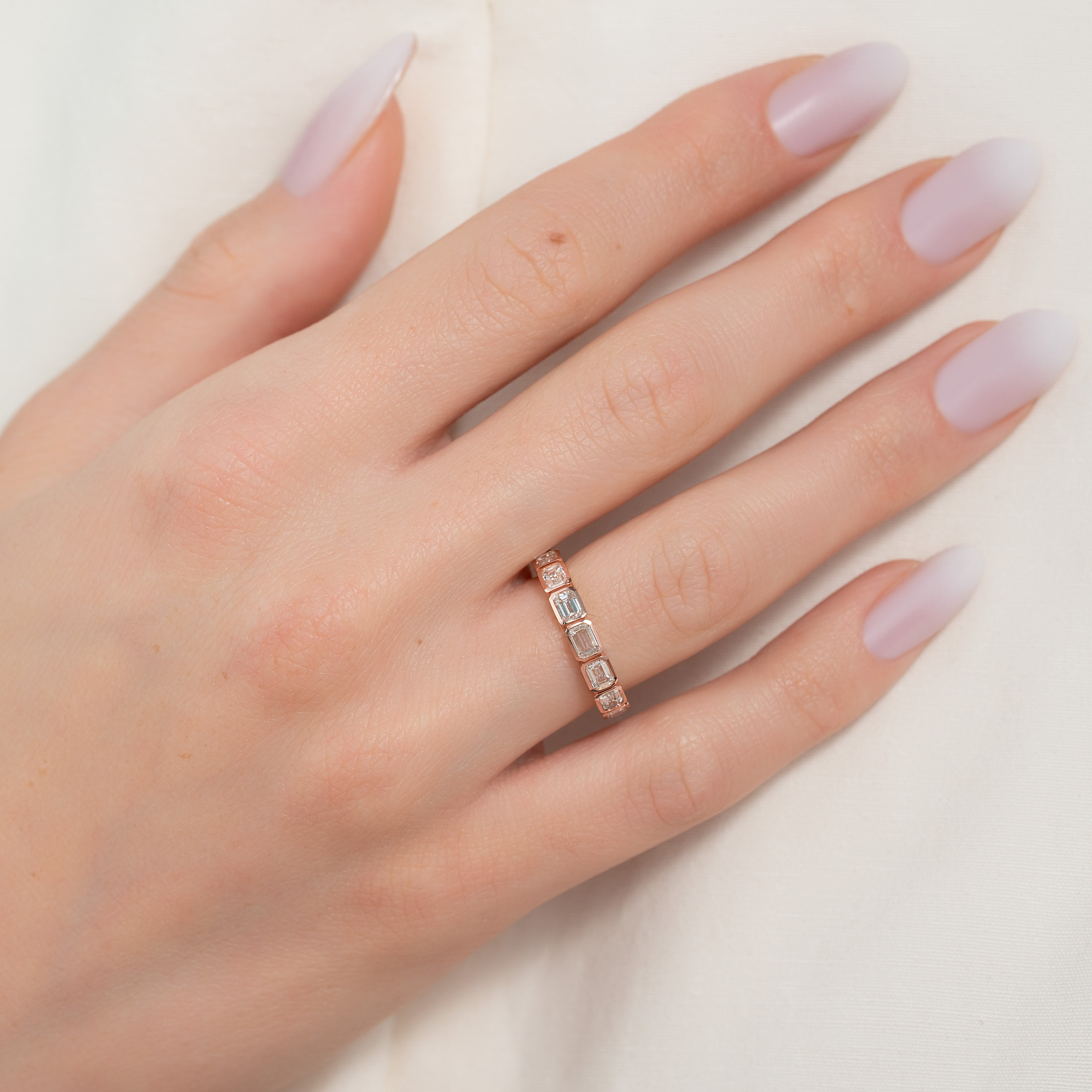 2ct Deidra Emerald Cut Moissanite Ring - Rose Gold
