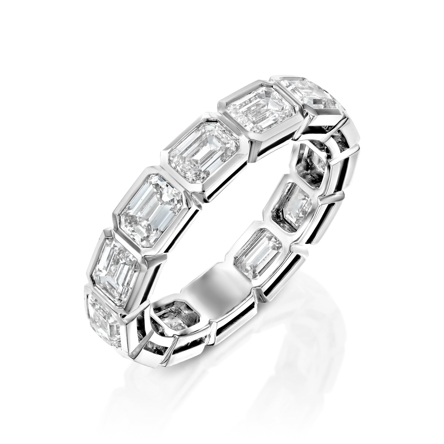 3ct Larissa Emerald Cut Moissanite Ring - Silver