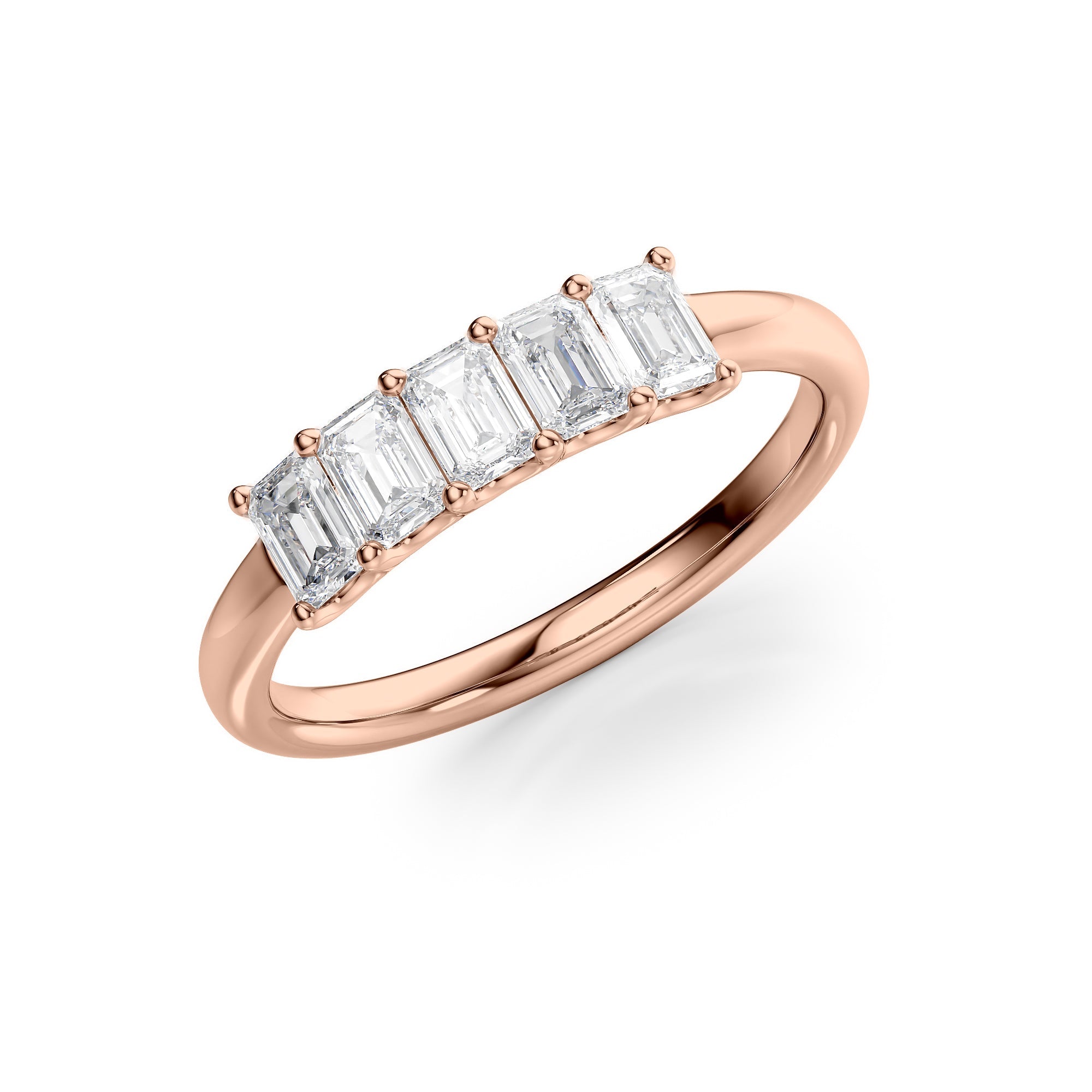 1ct Evita Emerald Cut Moissanite Ring - Rose Gold