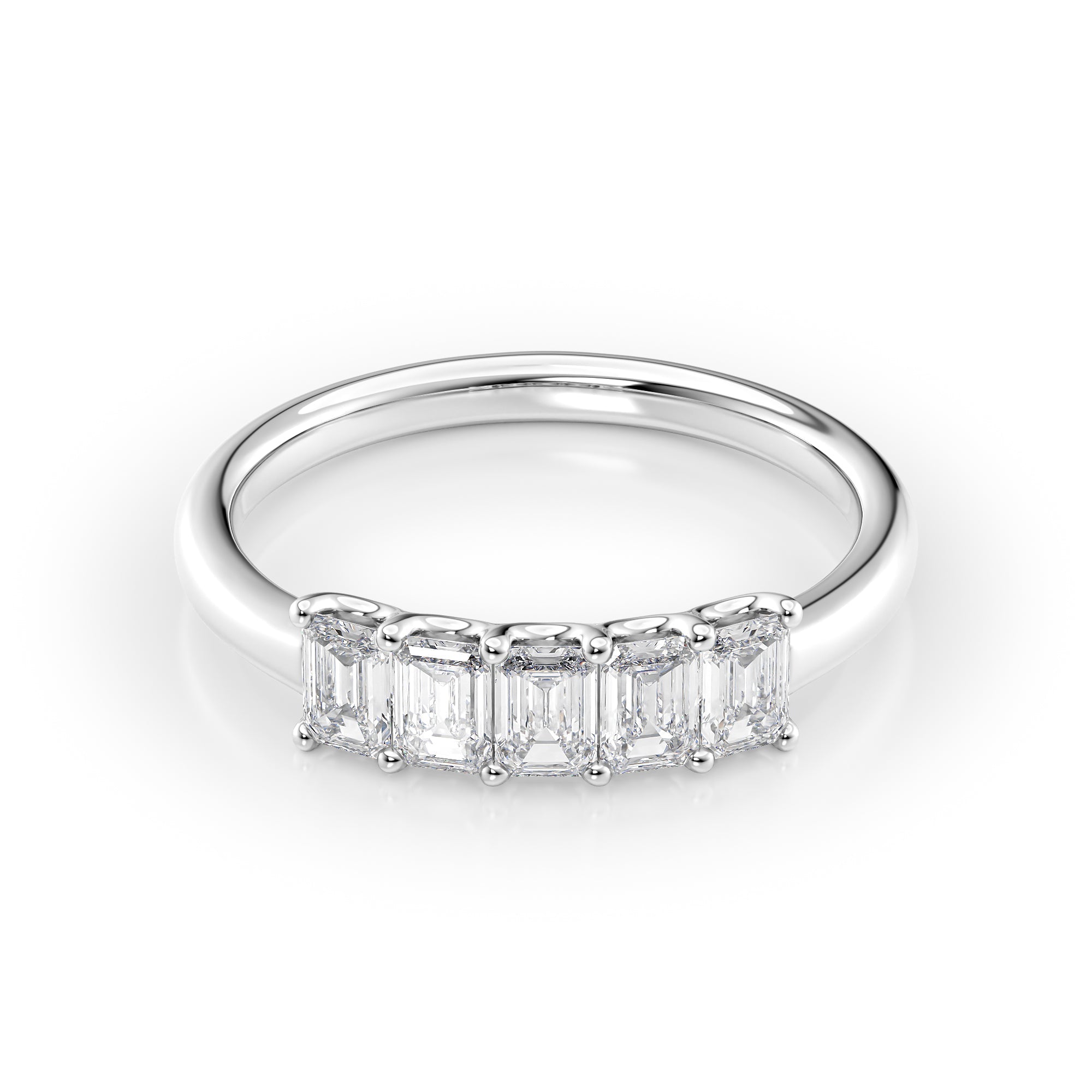 1ct Evita Emerald Cut Moissanite Ring - Silver