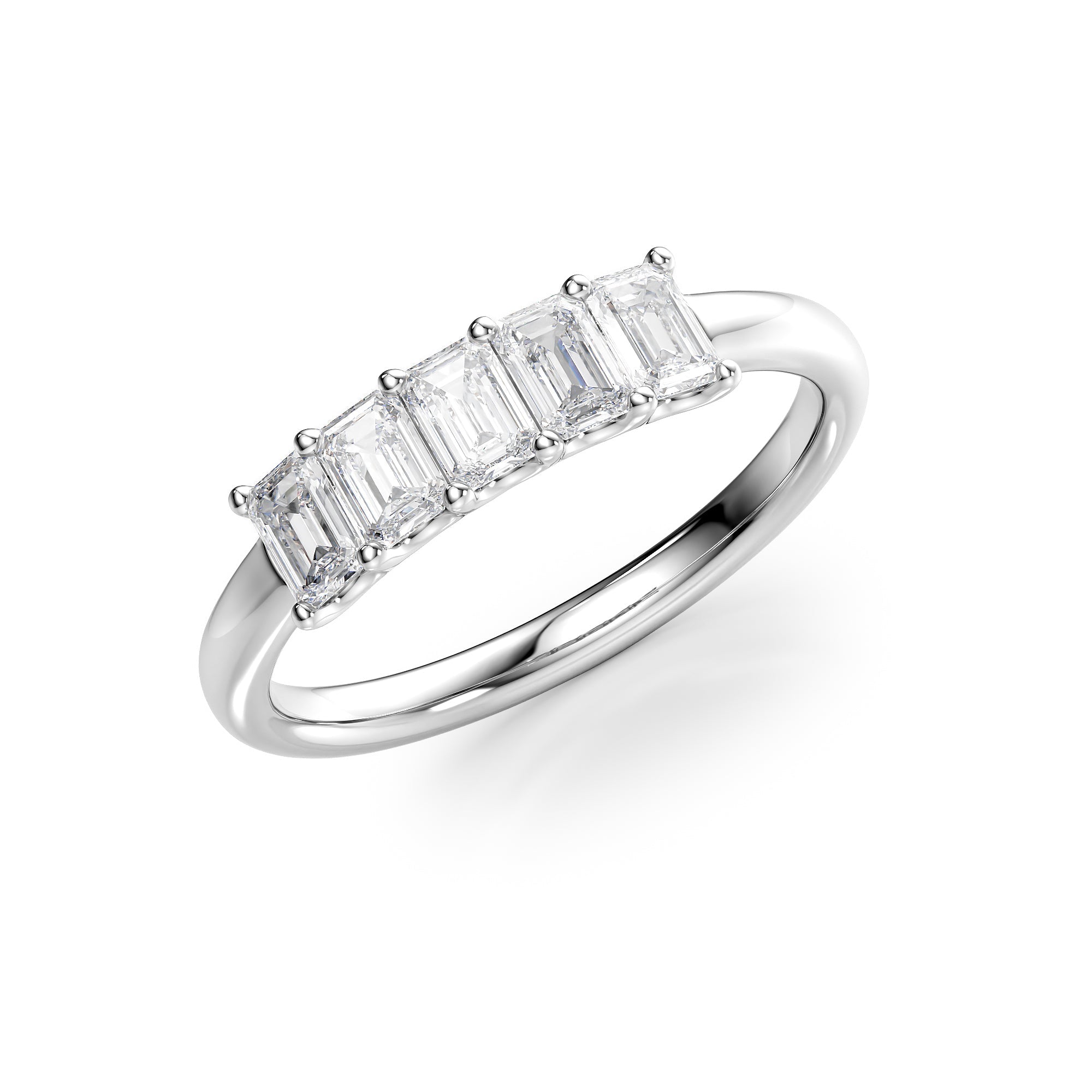 1ct Evita Emerald Cut Moissanite Ring - Silver