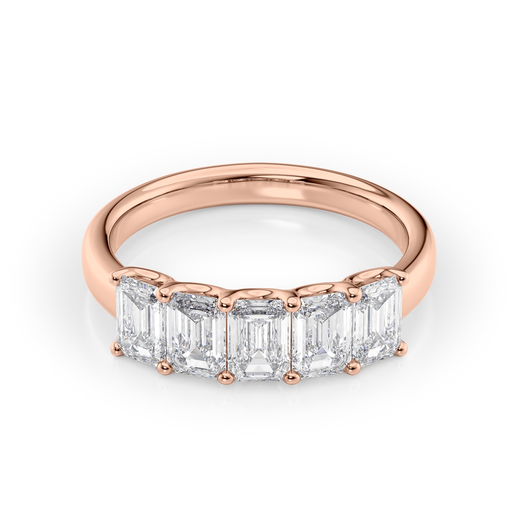 2ct Lola Emerald Cut Moissanite Ring - Rose Gold