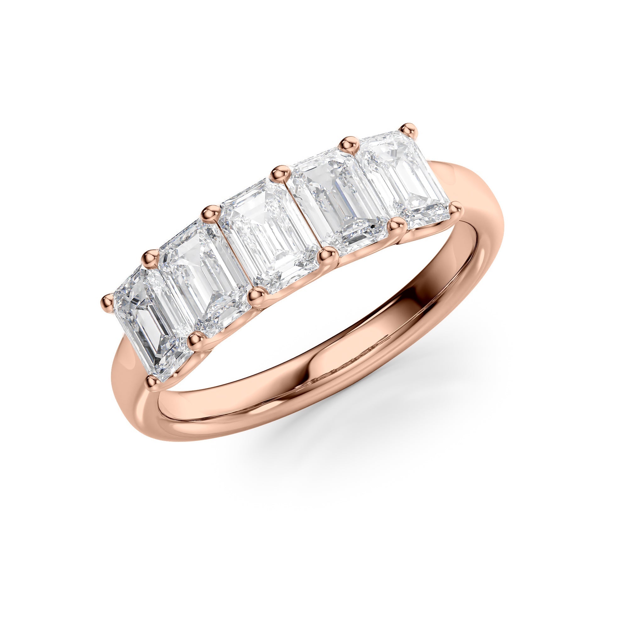 2ct Lola Emerald Cut Moissanite Ring - Rose Gold