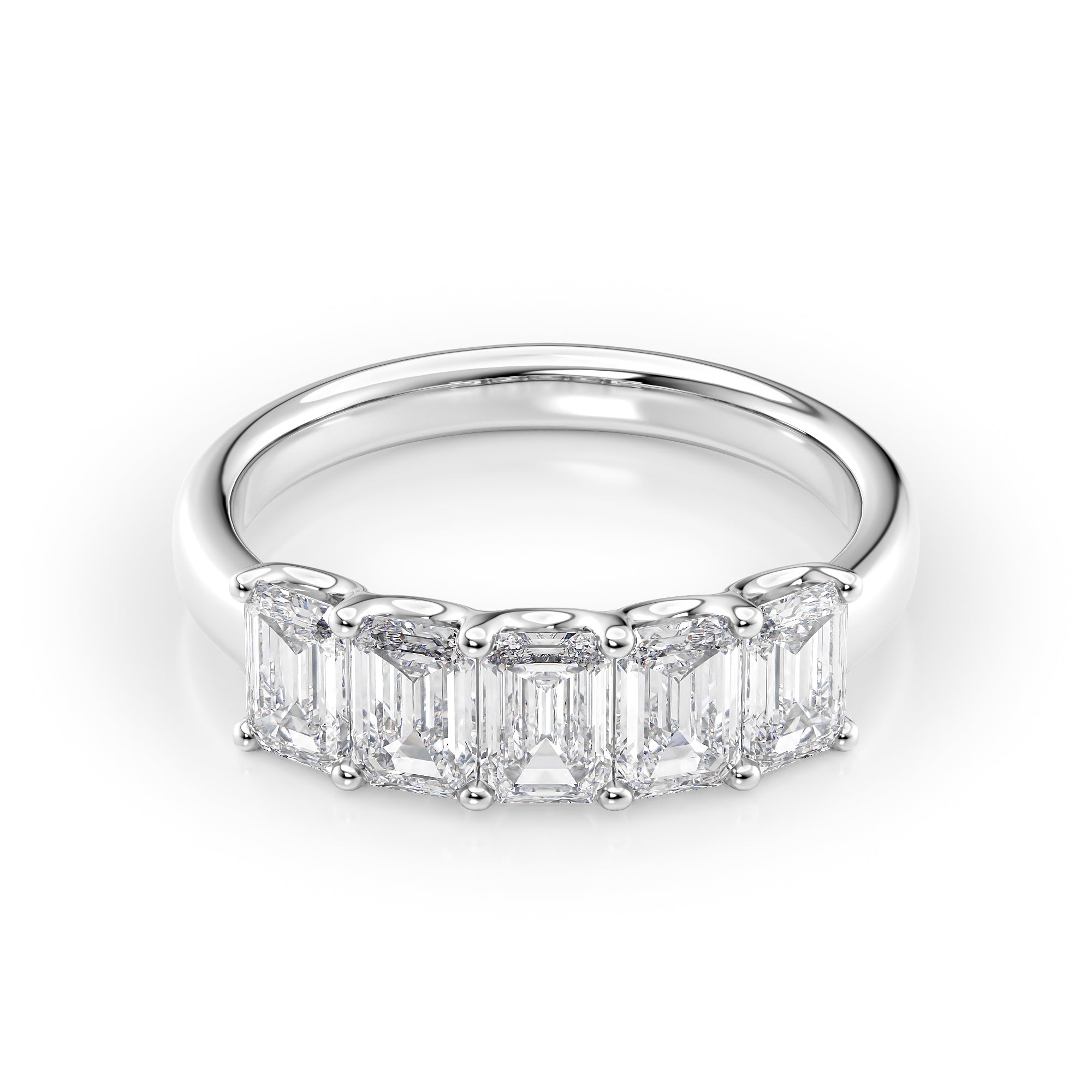 2ct Lola Emerald Cut Moissanite Ring - Silver