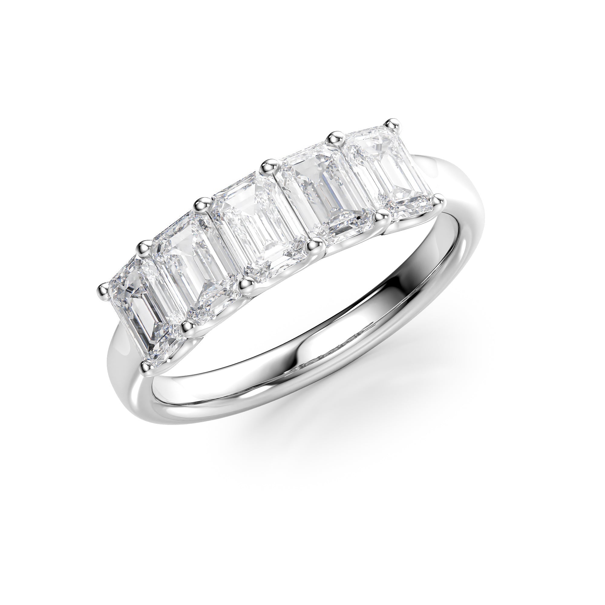 2ct Lola Emerald Cut Moissanite Ring - Silver