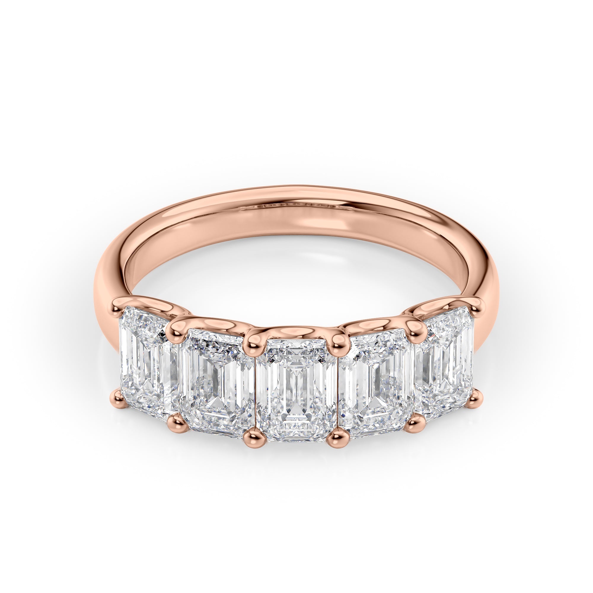 2.5ct Rosela Emerald Cut Moissanite Ring - Rose Gold