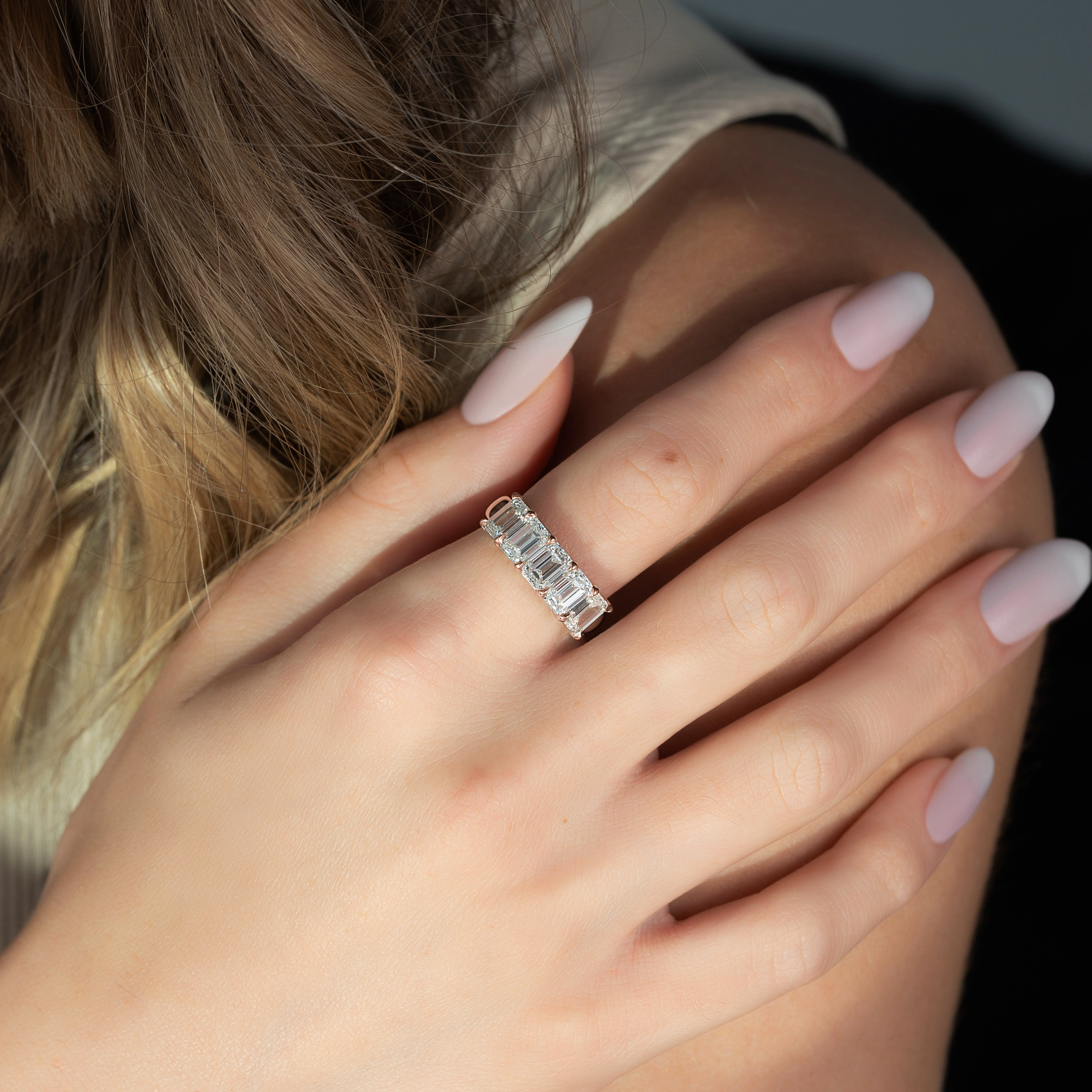 3.5ct Ruxandra Emerald Cut Moissanite Ring - Rose Gold