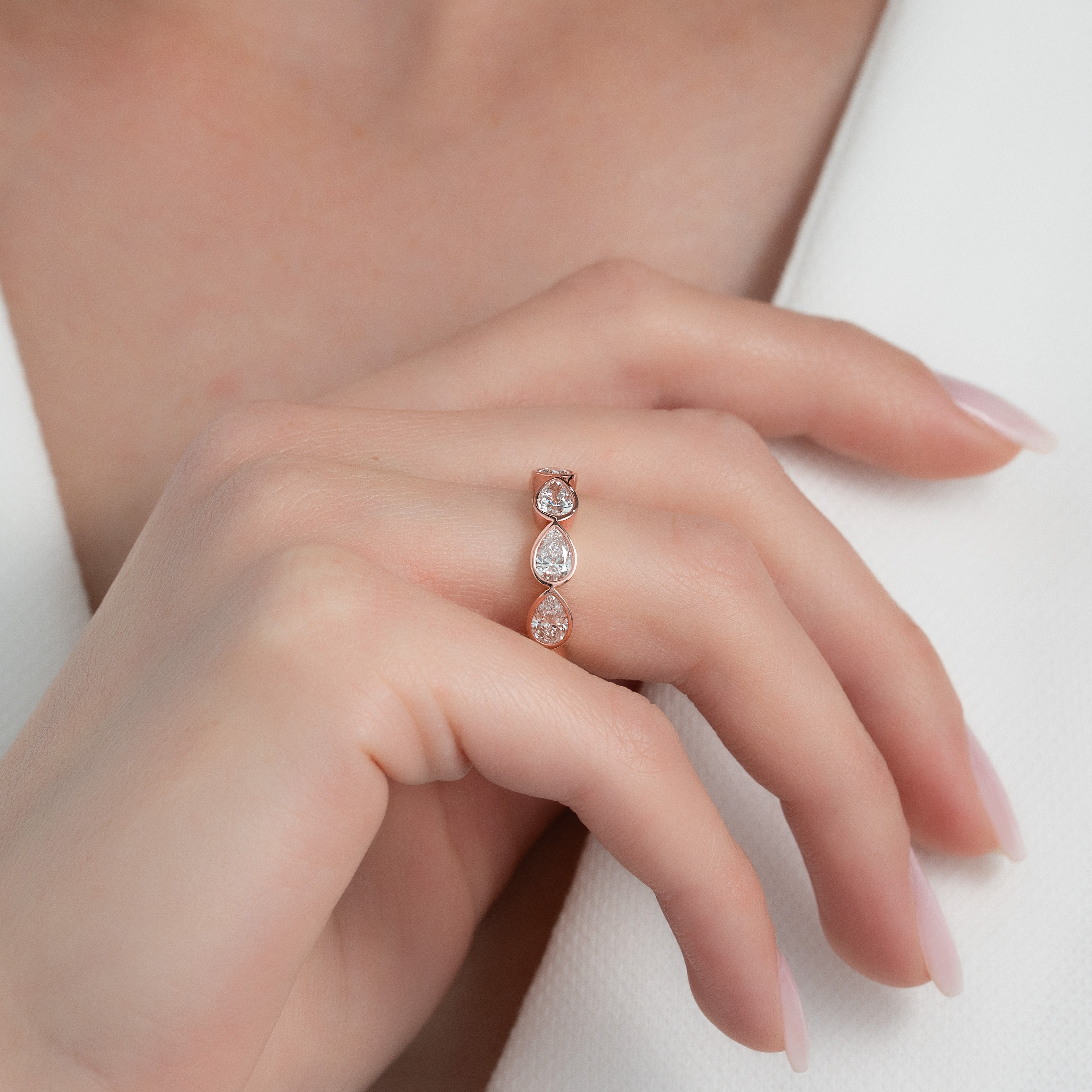 3ct Angelina Pear Cut Moissanite Ring - Rose Gold