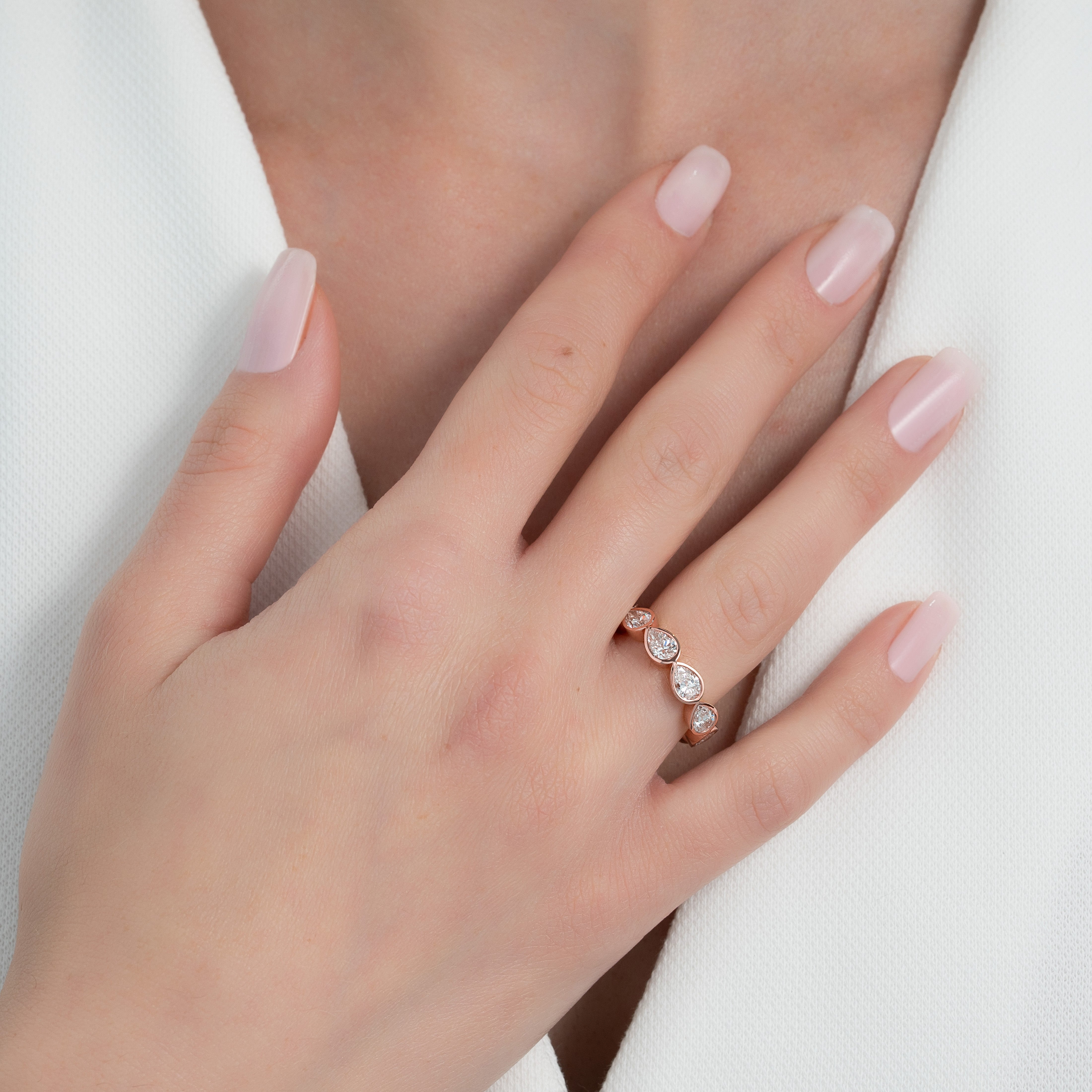 3ct Angelina Pear Cut Moissanite Ring - Rose Gold