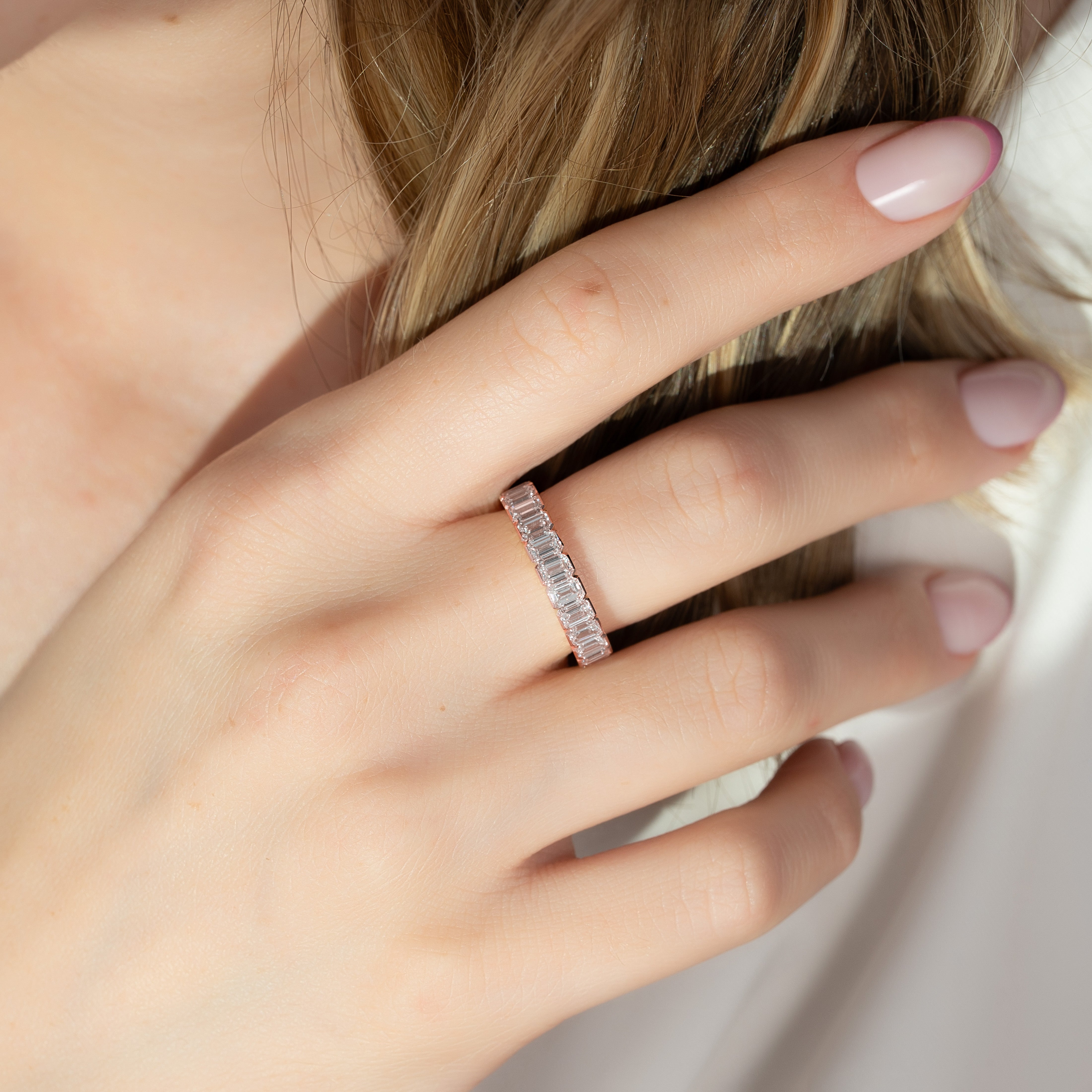 4ct Cerise Emerald Cut Moissanite Ring - Rose Gold