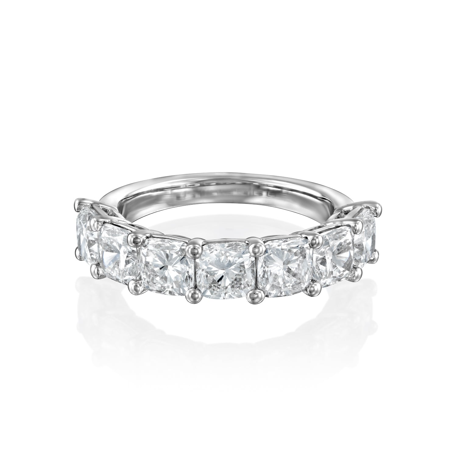 7 Stone 3ct Namira Cushion Cut Moissanite Ring - Silver
