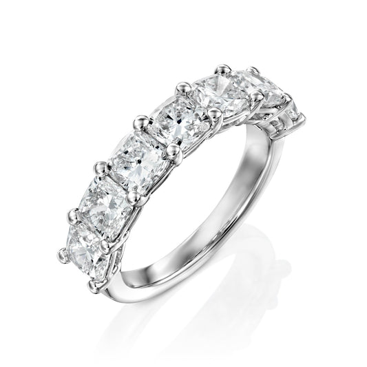 7 Stone 3ct Namira Cushion Cut Moissanite Ring - Silver