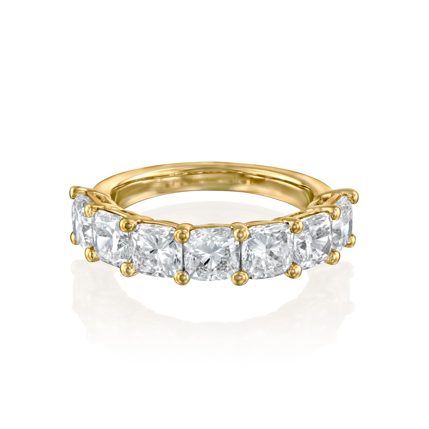 7 Stone 3ct Namira Cushion Cut Moissanite Ring - Gold