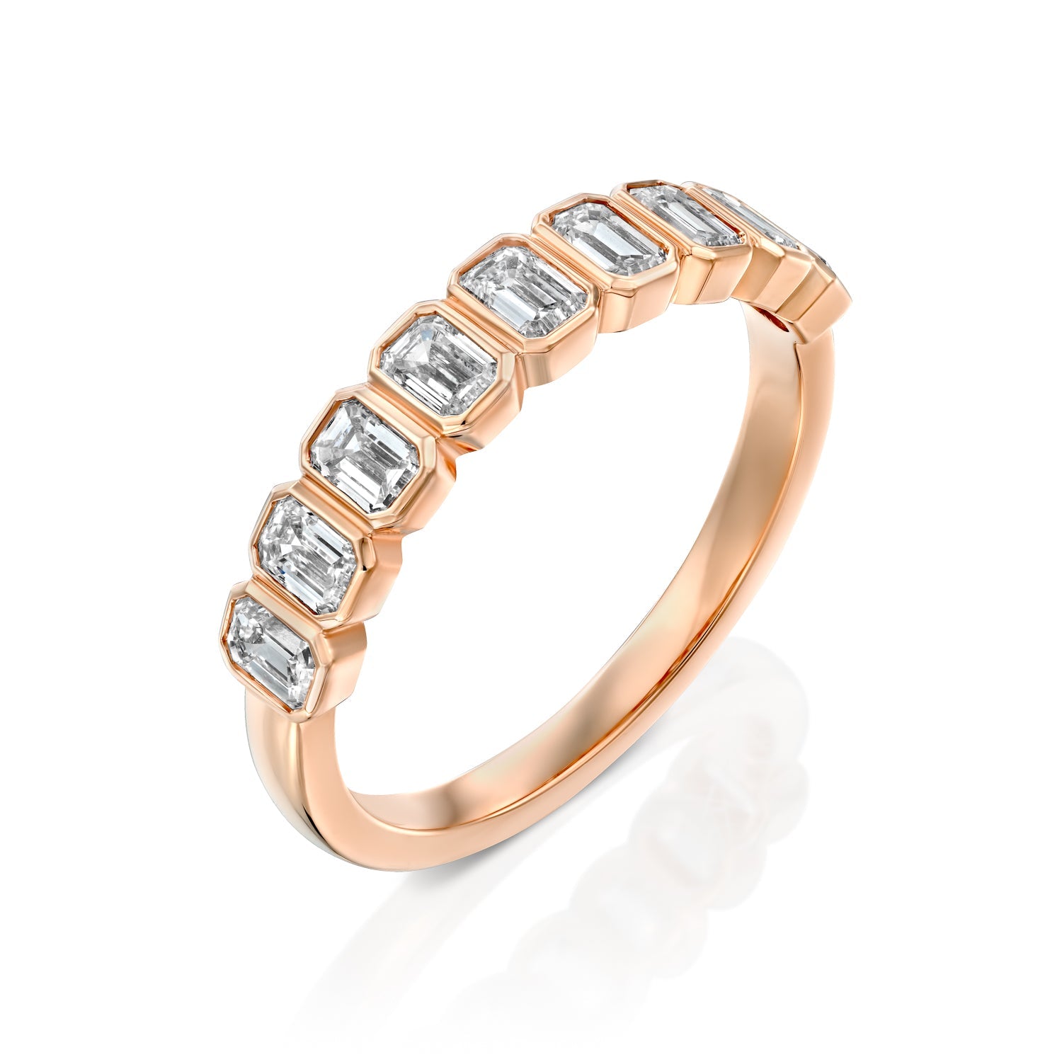 1ct Atrina Emerald Cut Moissanite Ring - Rose Gold