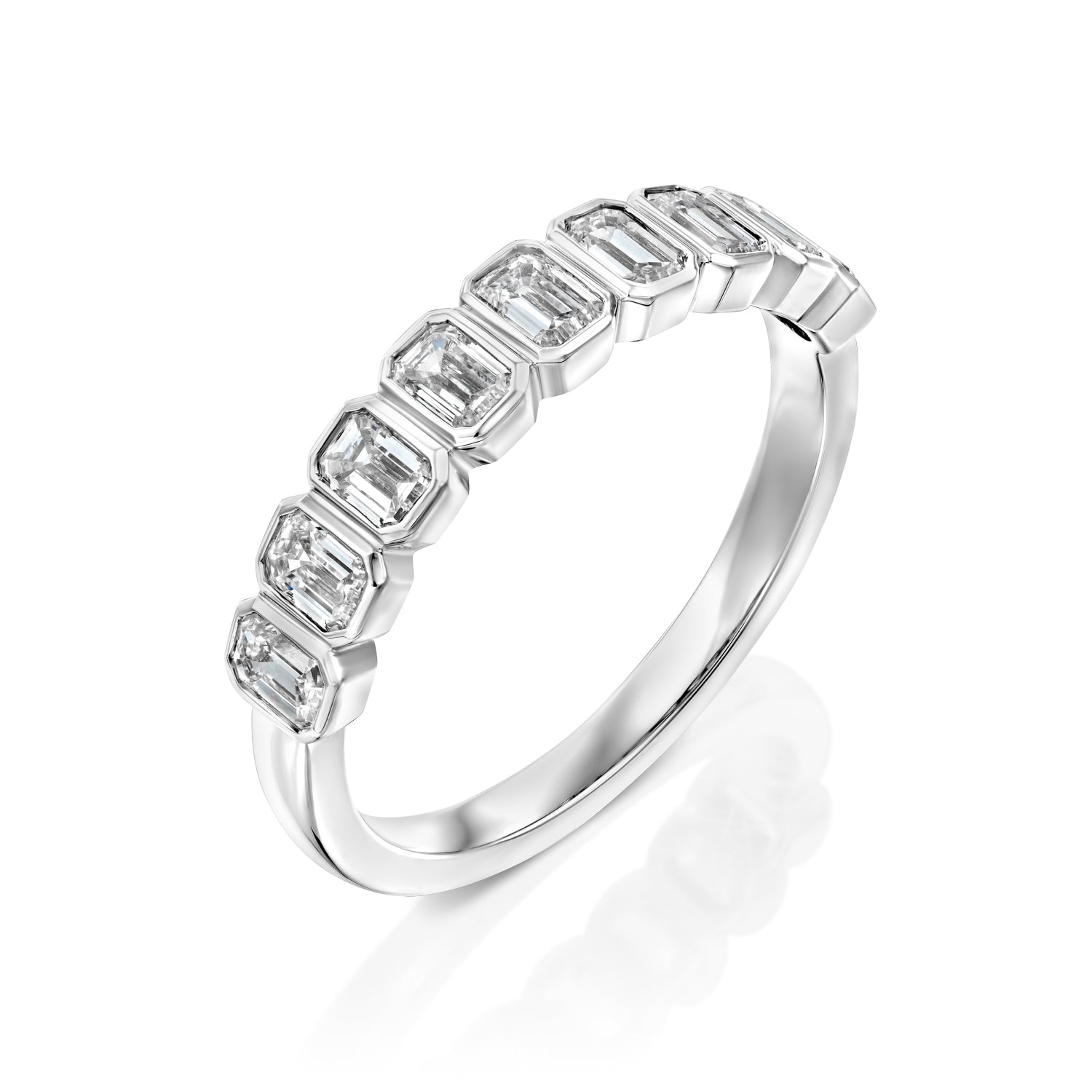 1ct Atrina Emerald Cut Moissanite Ring - Silver