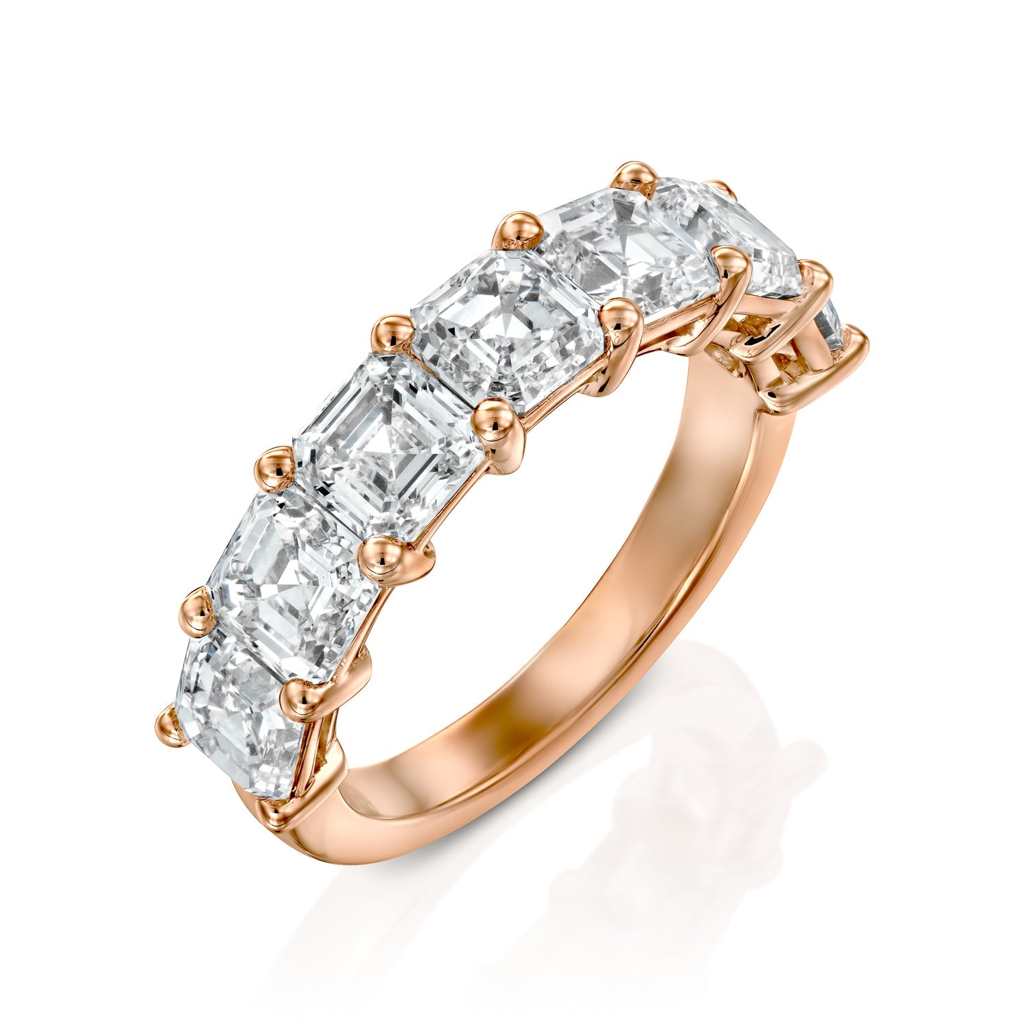 7 Stone 3ct Kalya Asscher Cut Moissanite Ring - Rose Gold