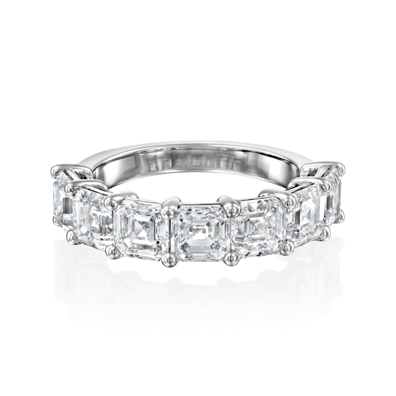 7 Stone 3ct Kalya Asscher Cut Moissanite Ring - Silver