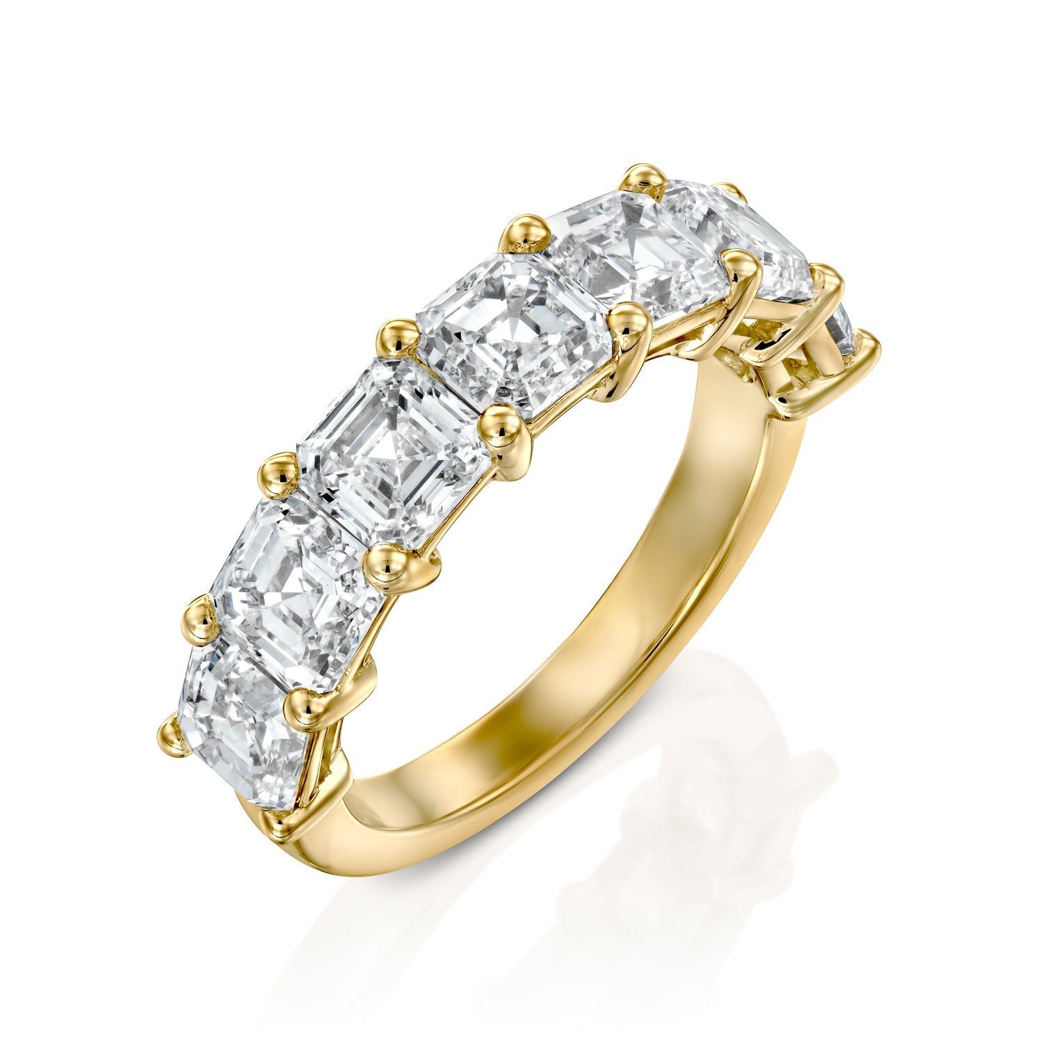 7 Stone 3ct Kalya Asscher Cut Moissanite Ring - Gold