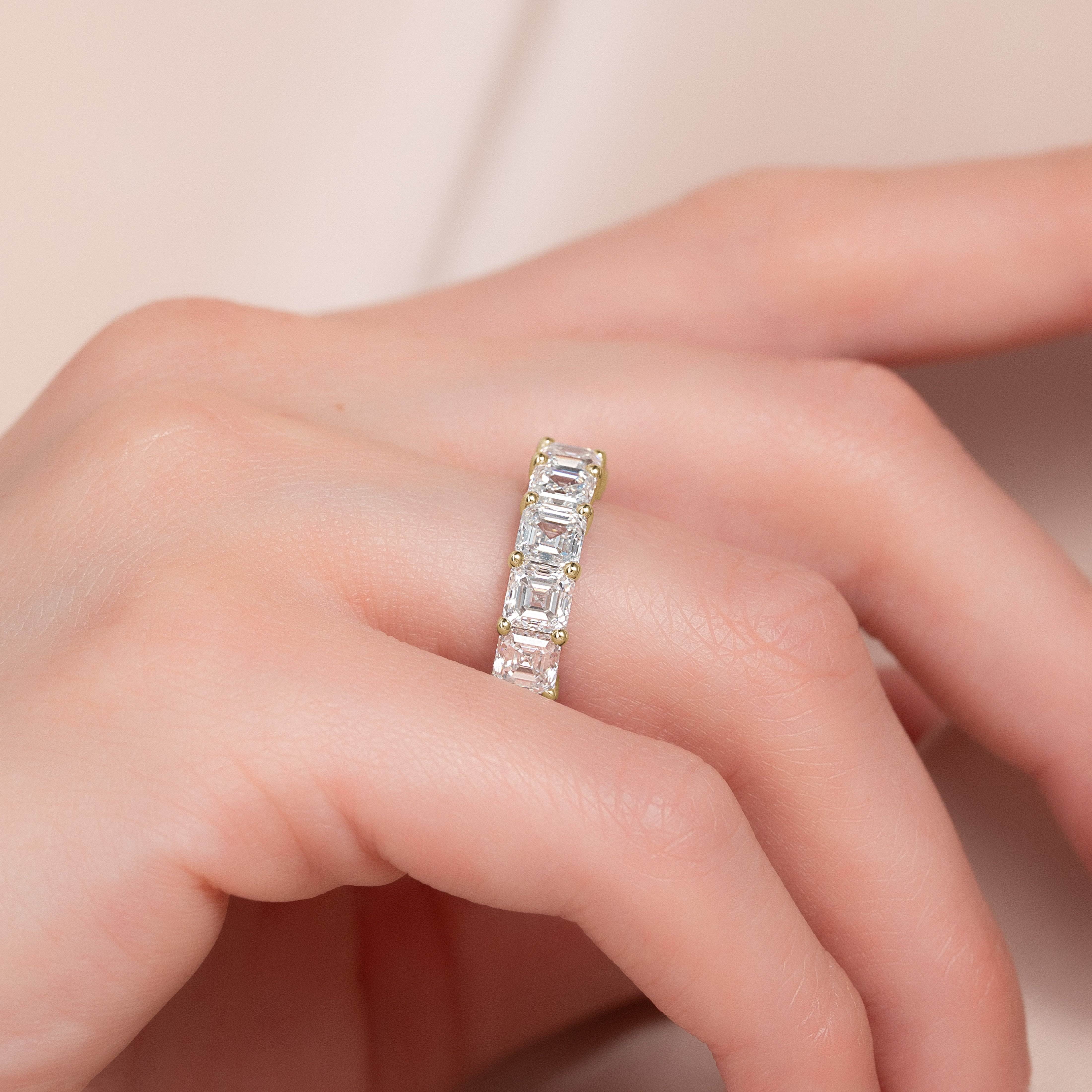 7 Stone 3ct Kalya Asscher Cut Moissanite Ring - Gold