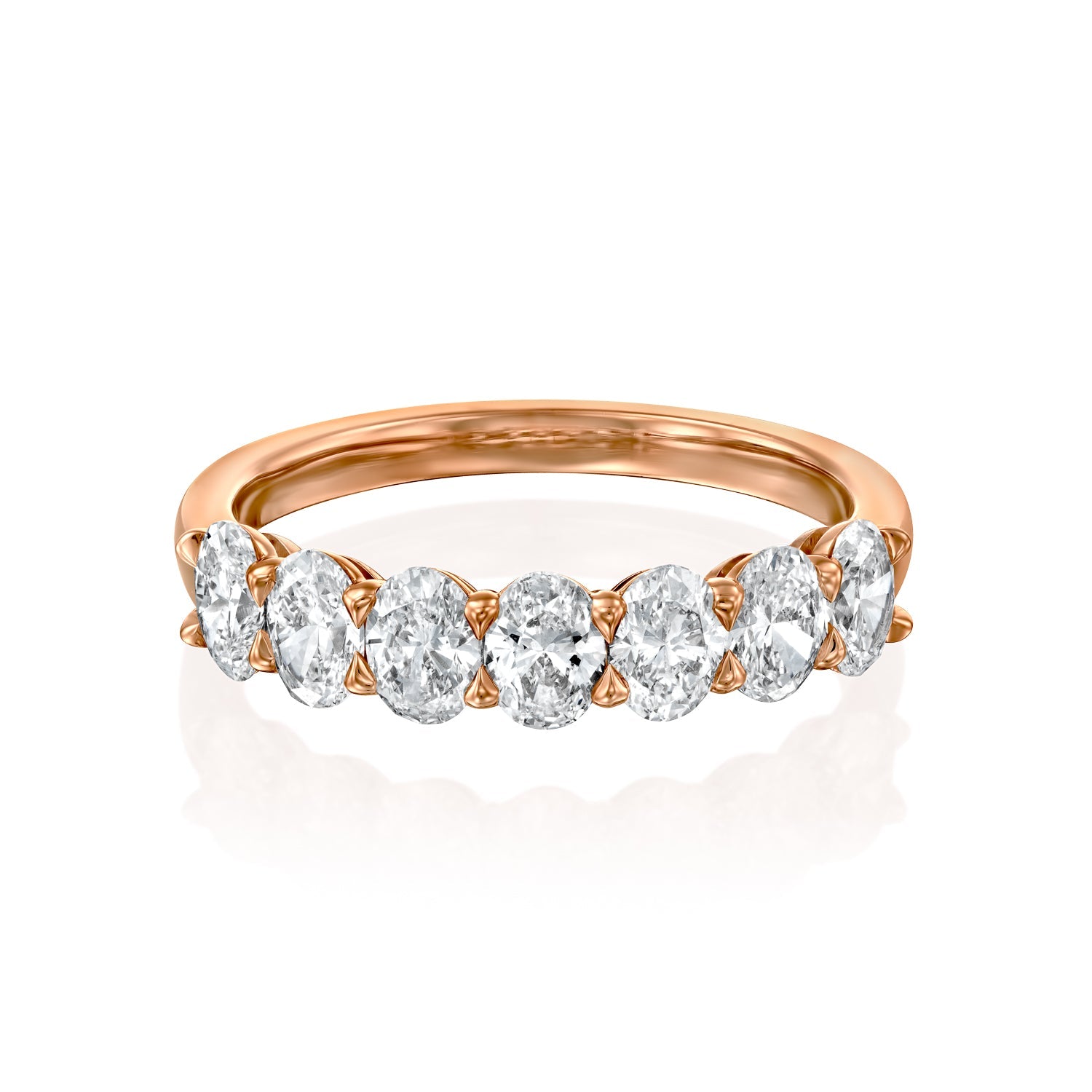 7 Stone 1.5ct Emilinda Oval Cut Moissanite Ring - Rose Gold