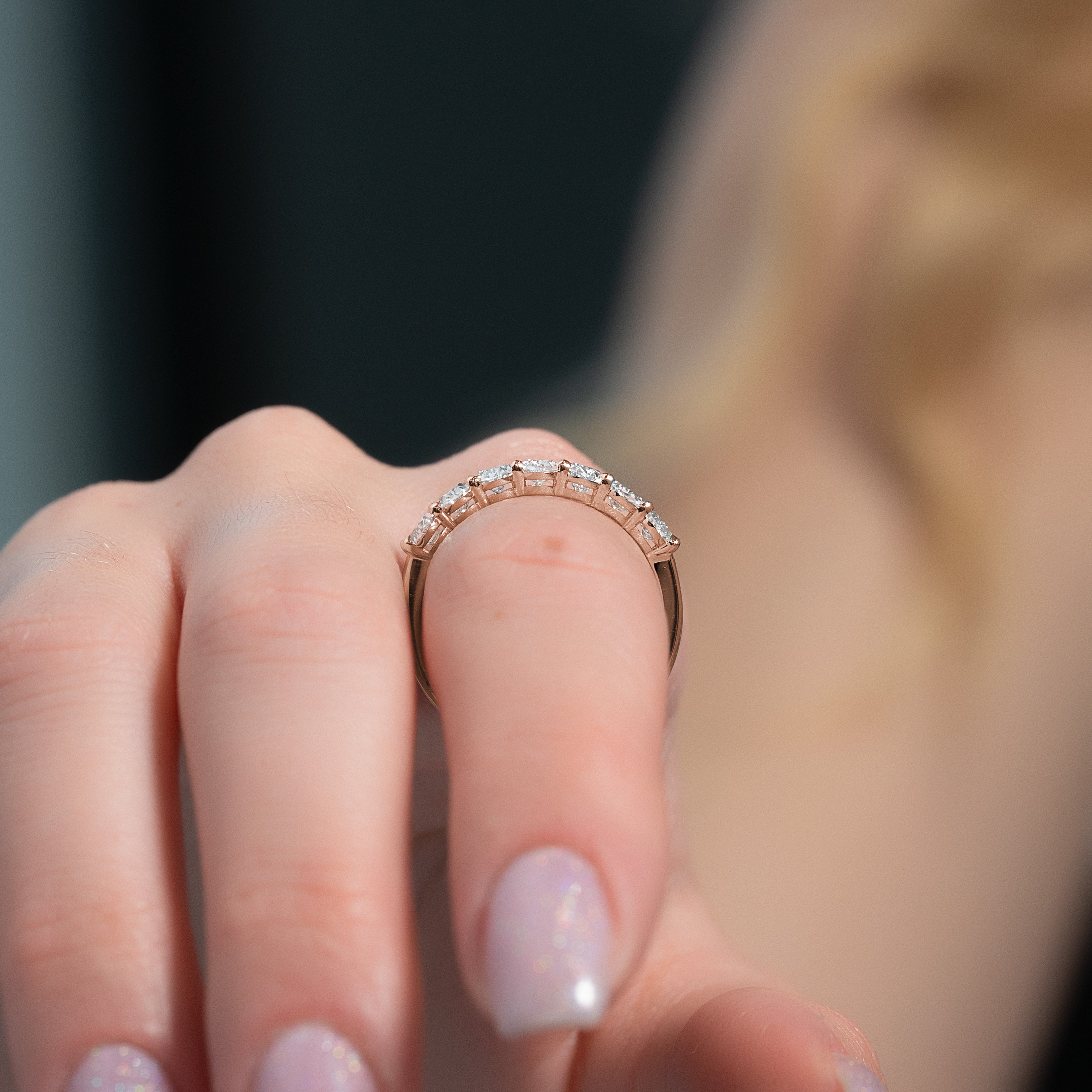 7 Stone 1.5ct Emilinda Oval Cut Moissanite Ring - Rose Gold