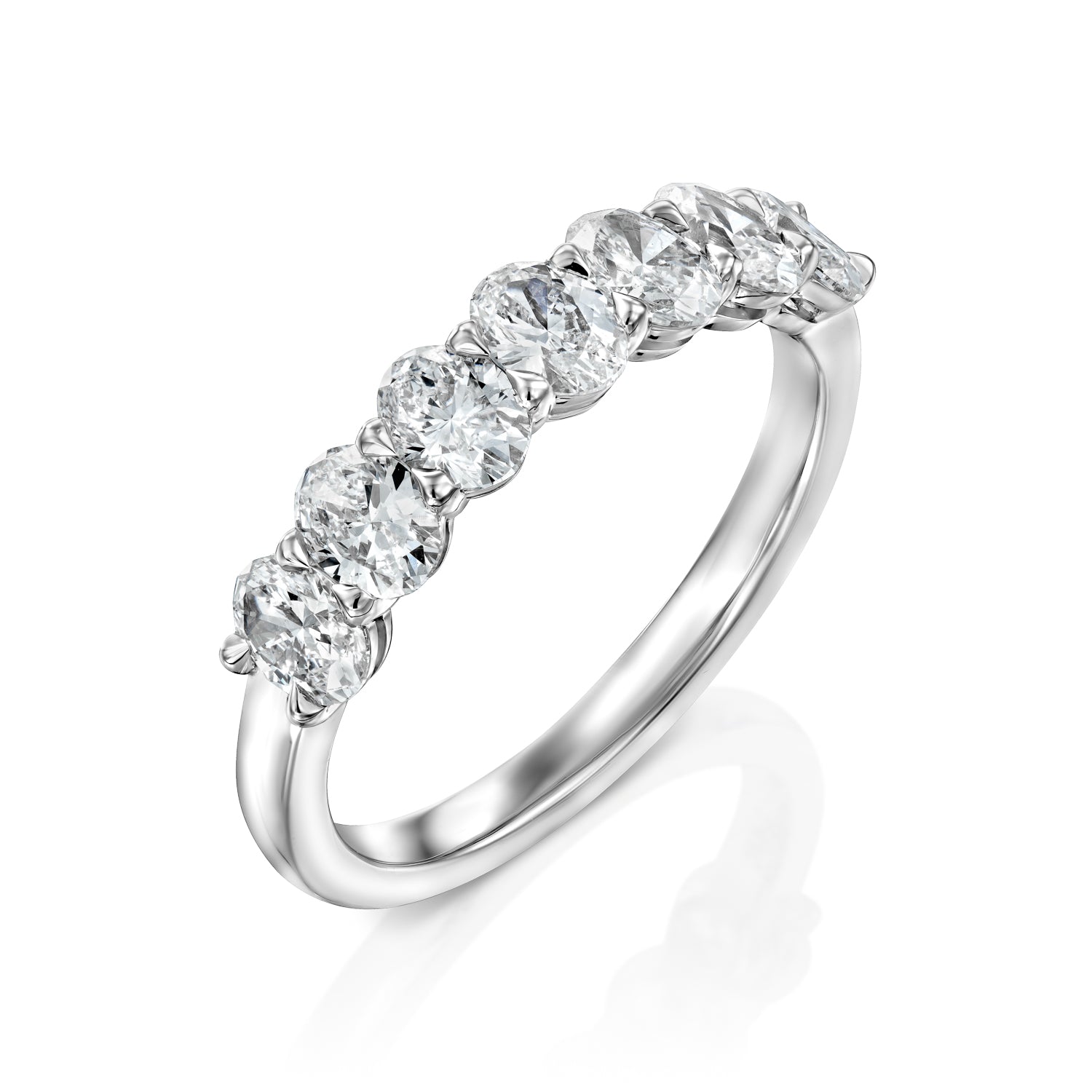 7 Stone 1.5ct Emilinda Oval Cut Moissanite Ring - Silver