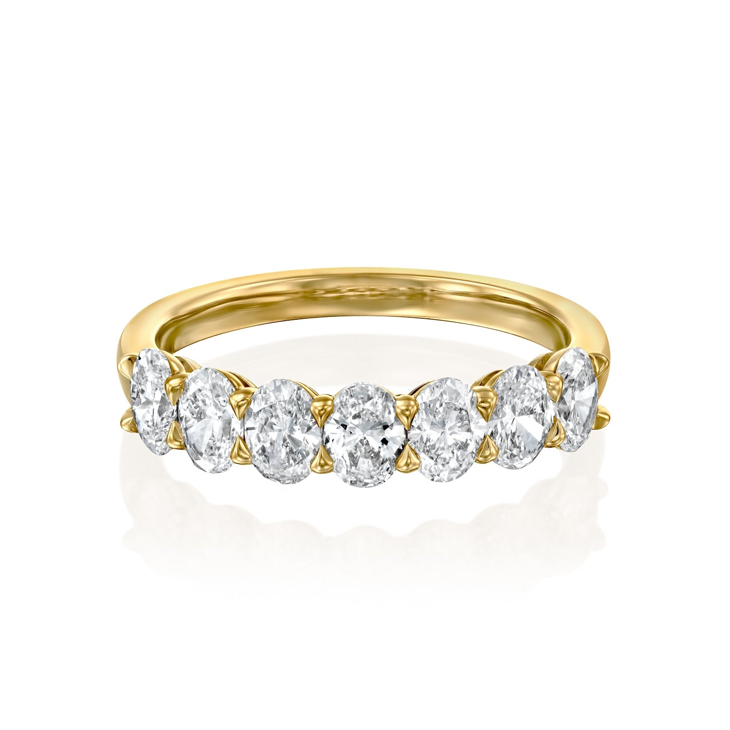 7 Stone 1.5ct Emilinda Oval Cut Moissanite Ring - Gold