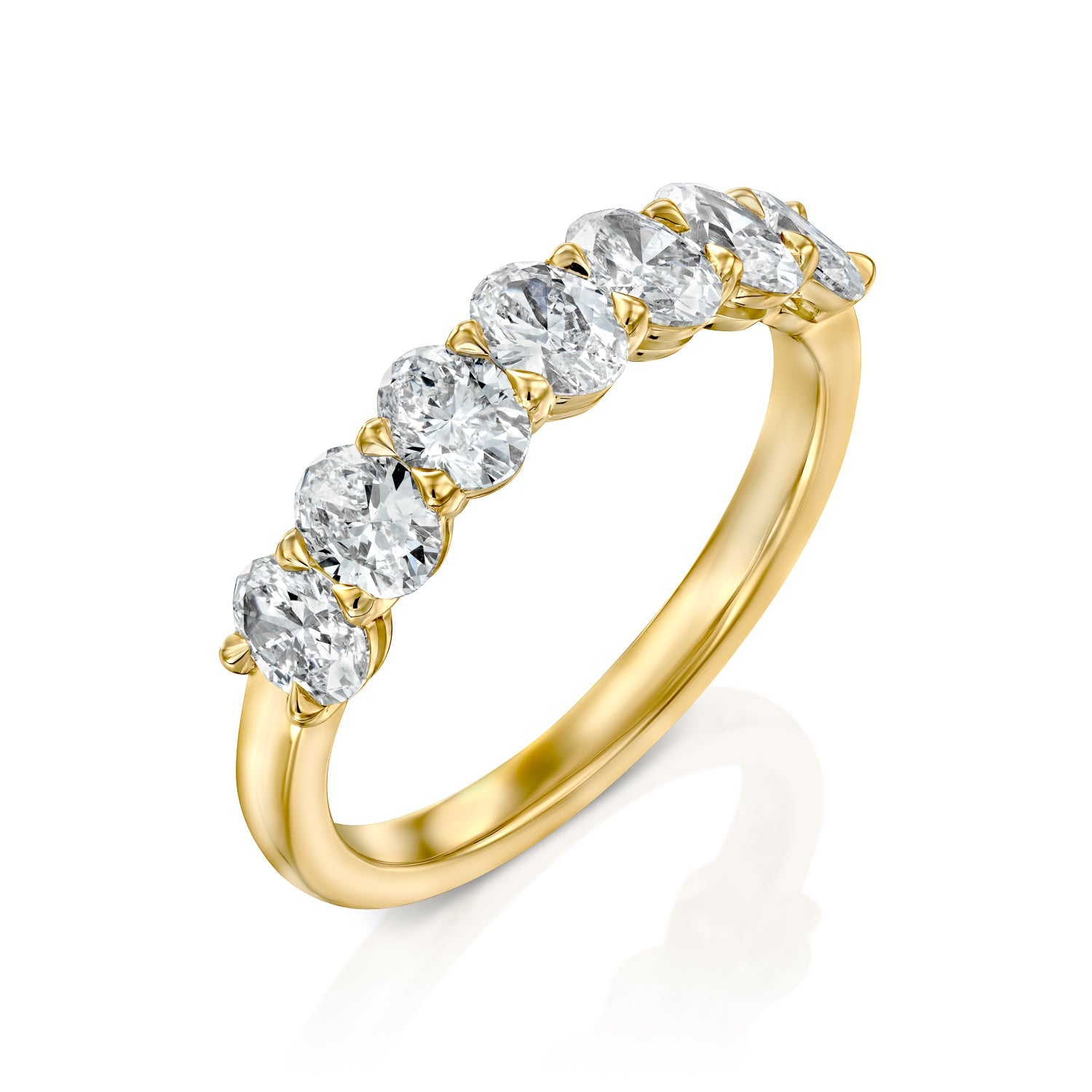 7 Stone 1.5ct Emilinda Oval Cut Moissanite Ring - Gold