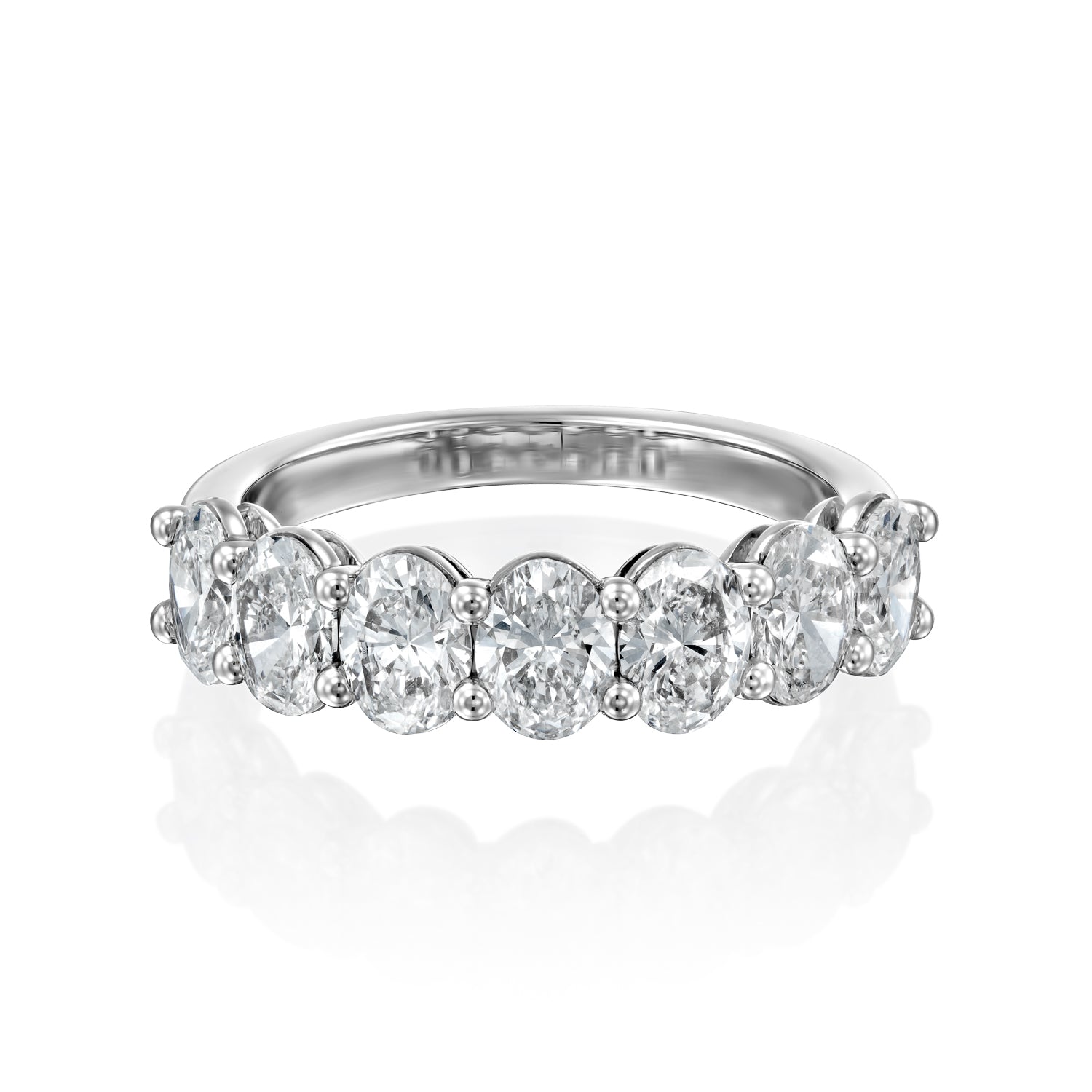 7 Stone 2ct Tatiana Oval Cut Moissanite Ring - Silver