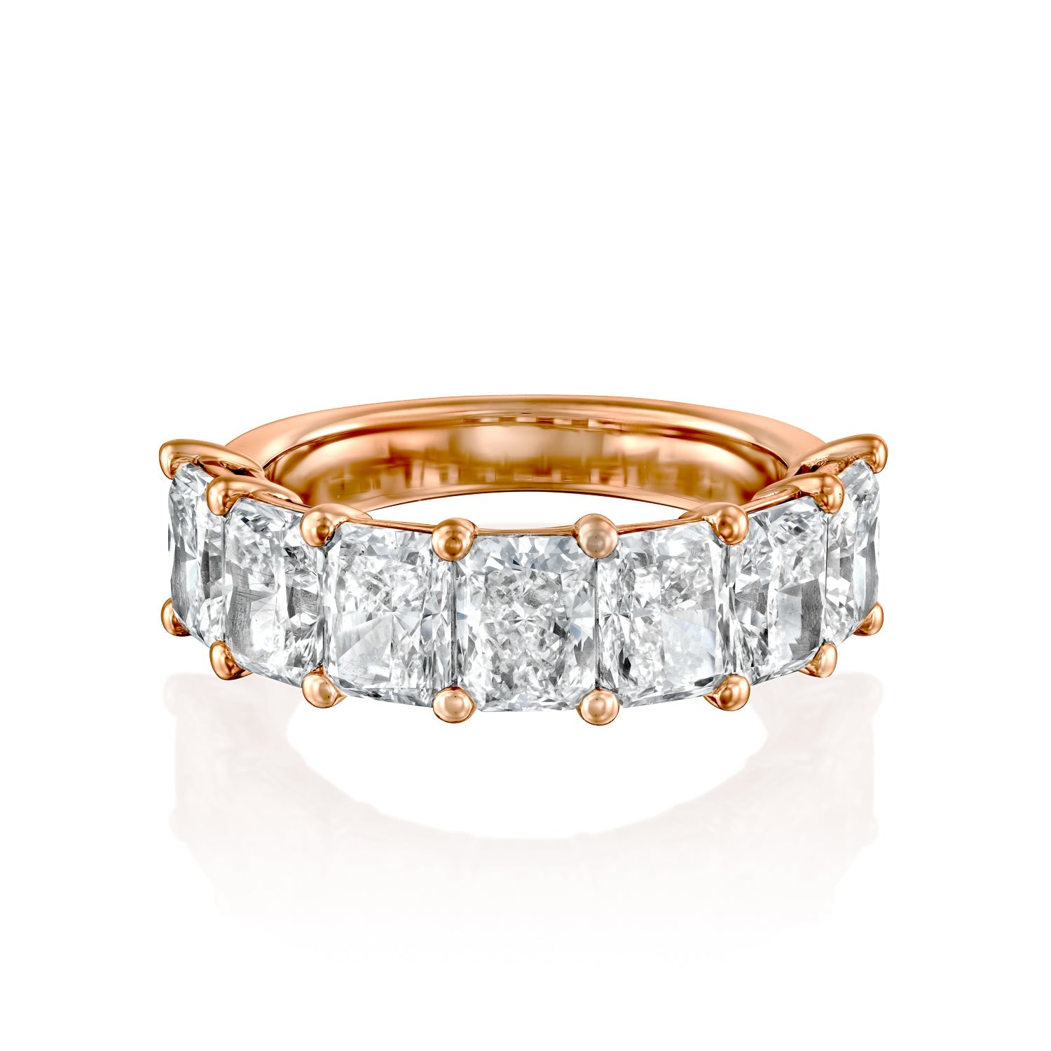 7 Stone 4ct Emile Radiant Cut Moissanite Ring - Rose Gold